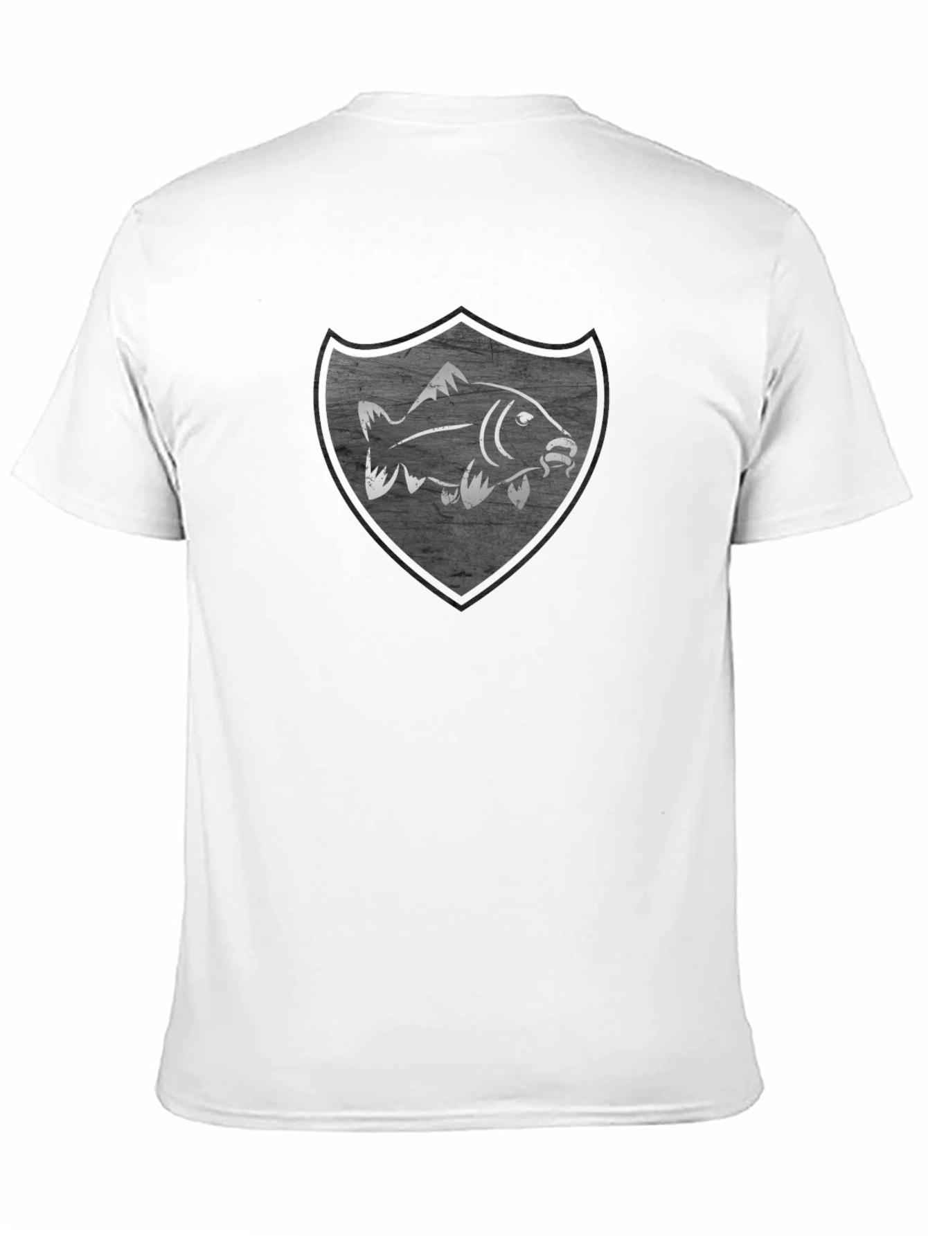 Mens Black T-Shirt with Fish Shield Graphic