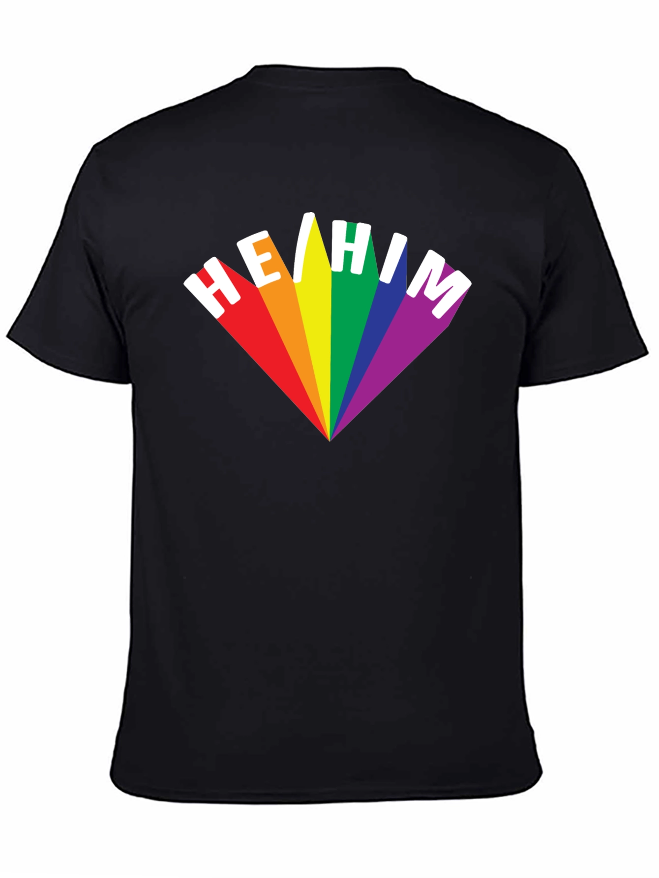 He/Him Pronoun Pride T-Shirt - Rainbow LGBTQ+ Design