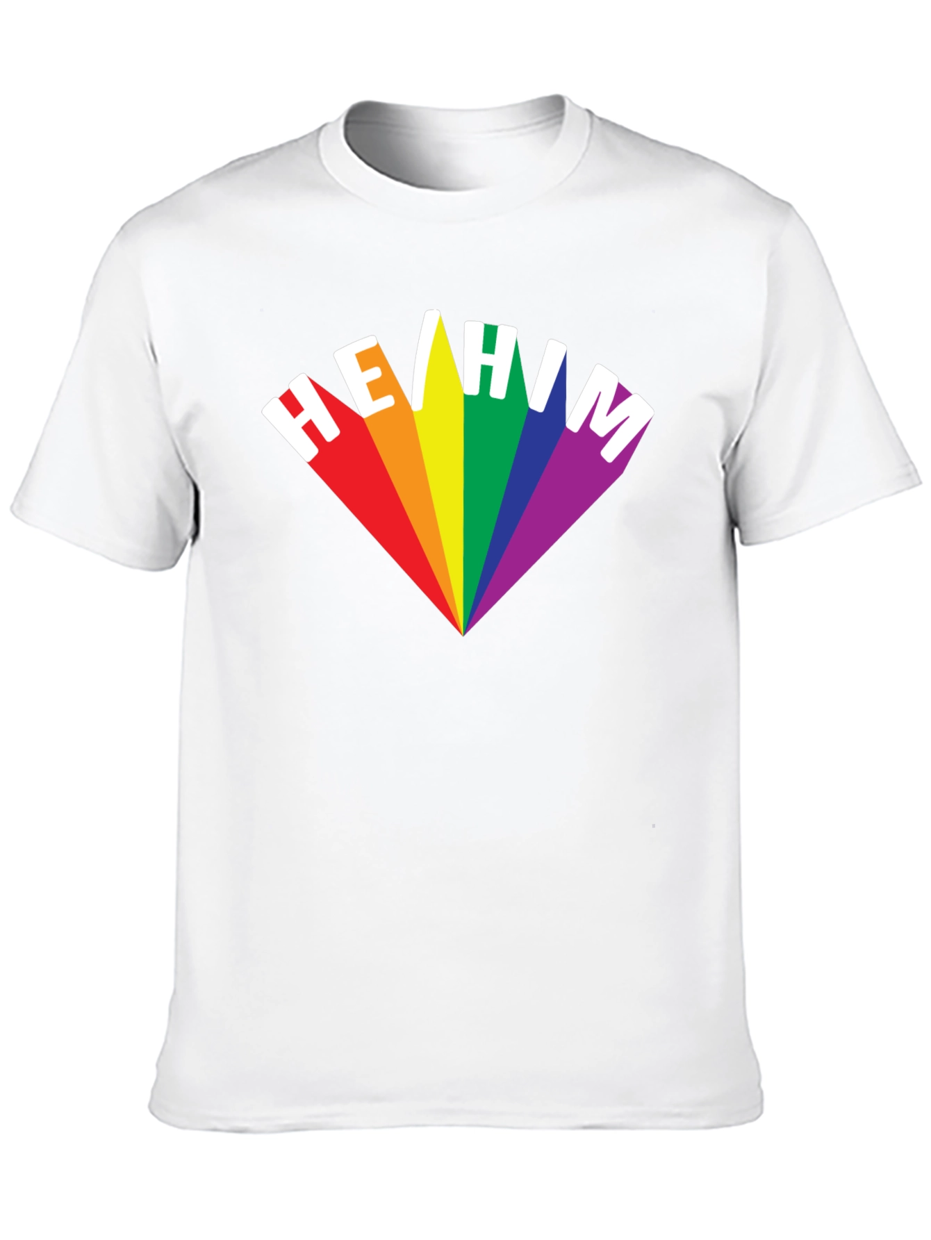 He/Him Pronoun Pride T-Shirt - Rainbow LGBTQ+ Design