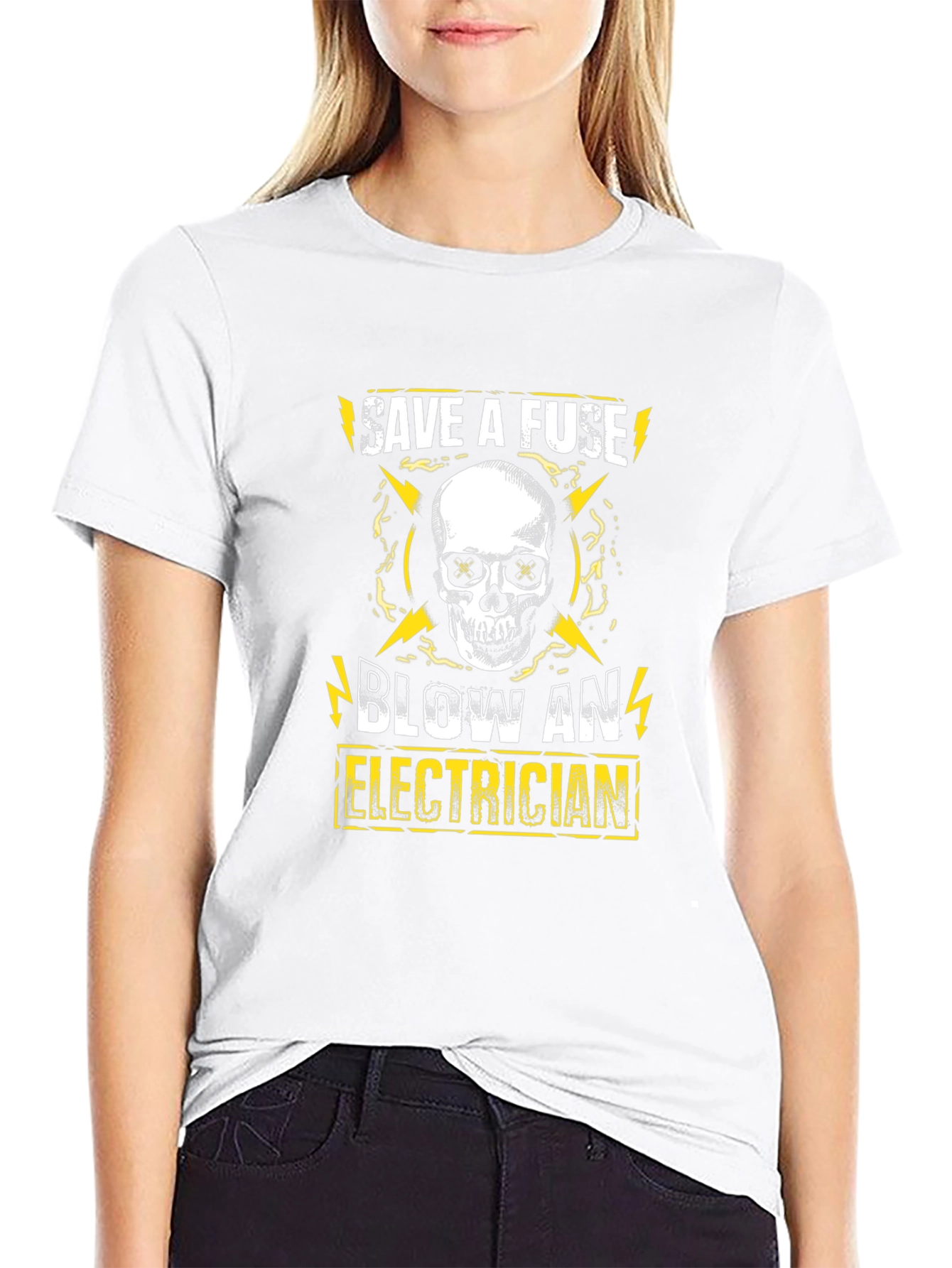 Save a Fuse Blow an Electrician Skull Graphic Tee