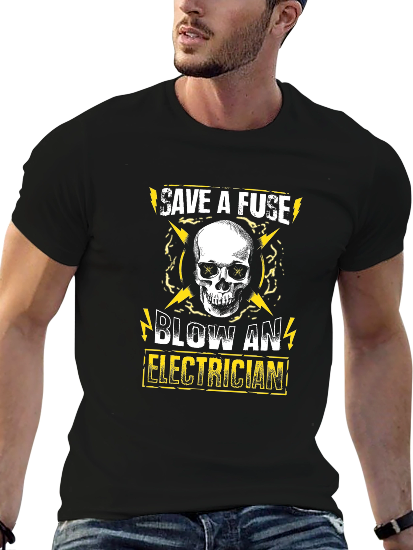 Save a Fuse Blow an Electrician Skull Graphic Tee