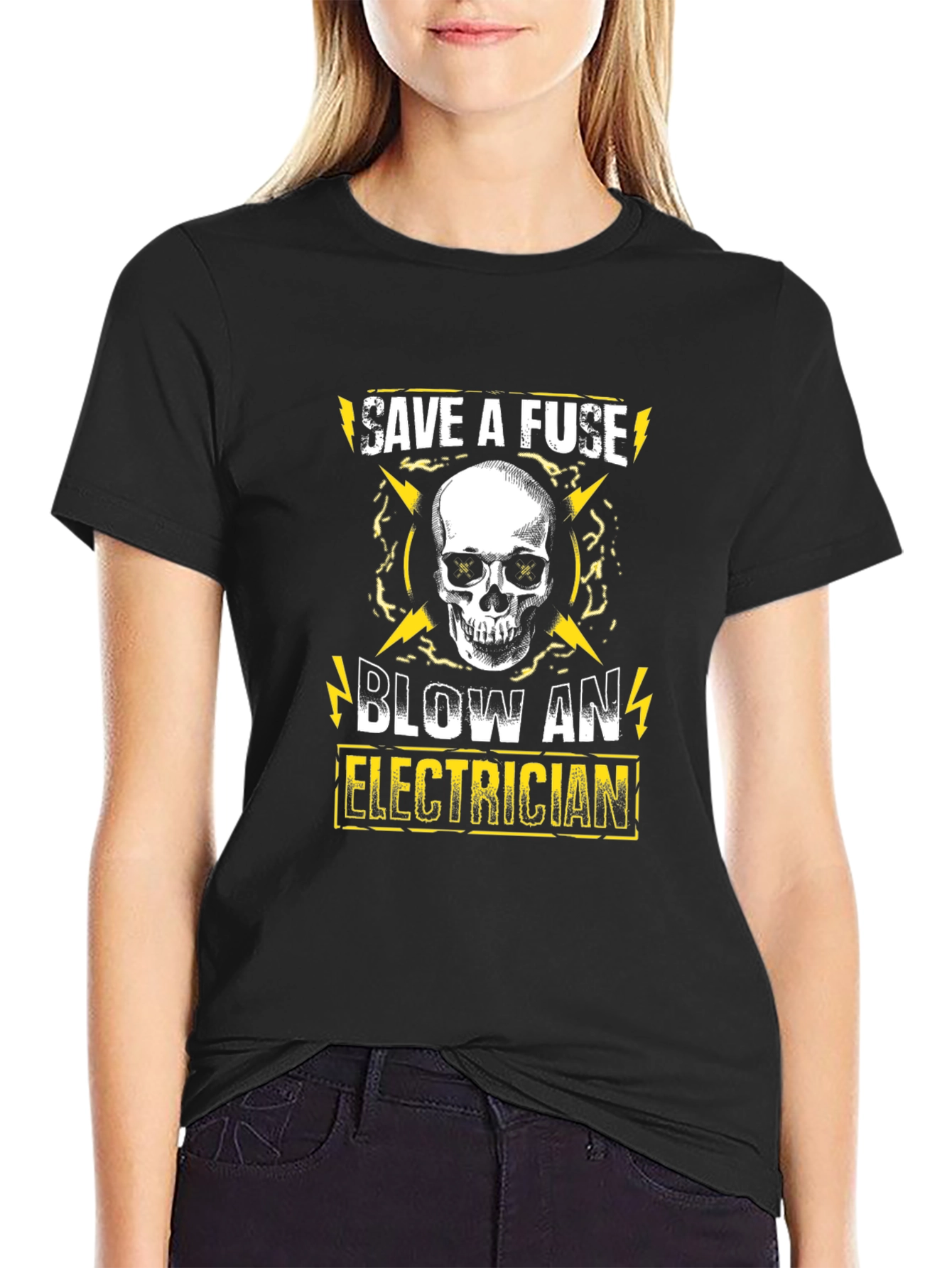 Save a Fuse Blow an Electrician Skull Graphic Tee