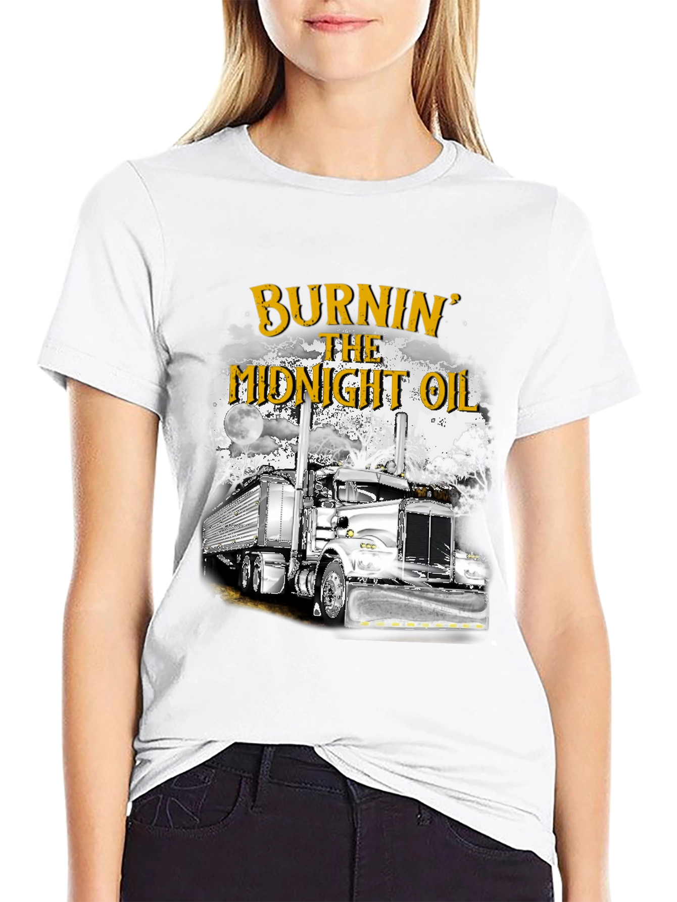 Burnin The Midnight Oil Trucker T-Shirt