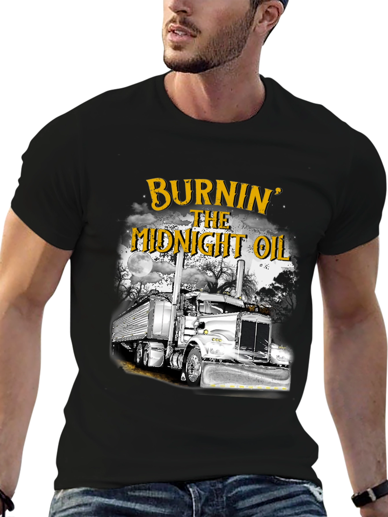 Burnin The Midnight Oil Trucker T-Shirt