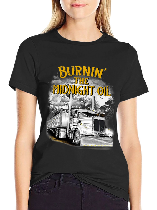 Burnin The Midnight Oil Trucker T-Shirt