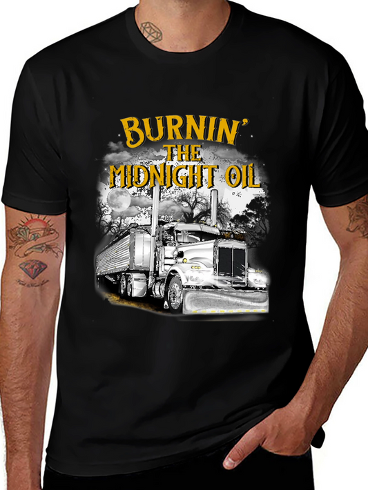 Burnin The Midnight Oil Trucker T-Shirt
