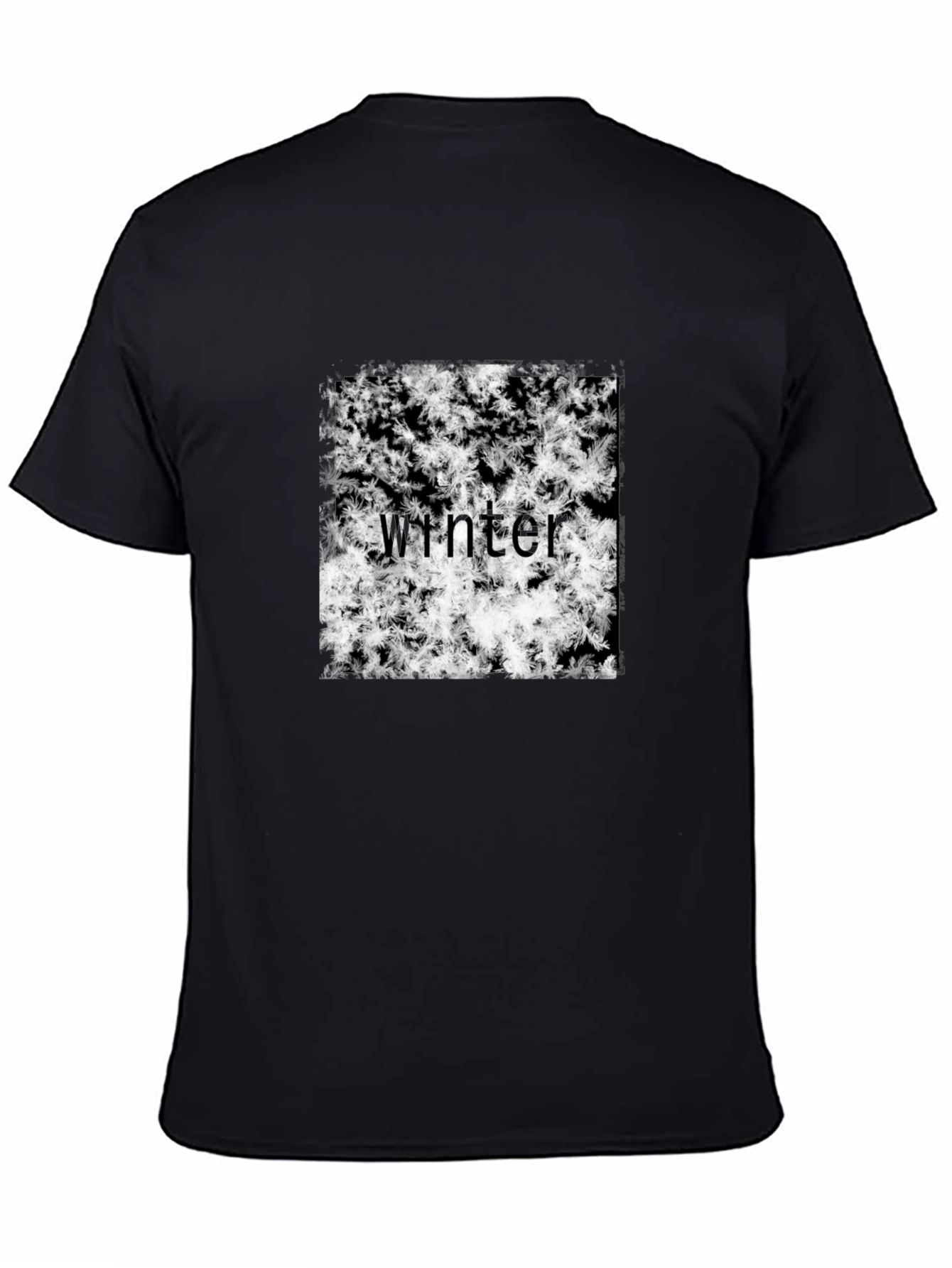 Winter Snowflake T-Shirt - Black Crew Neck