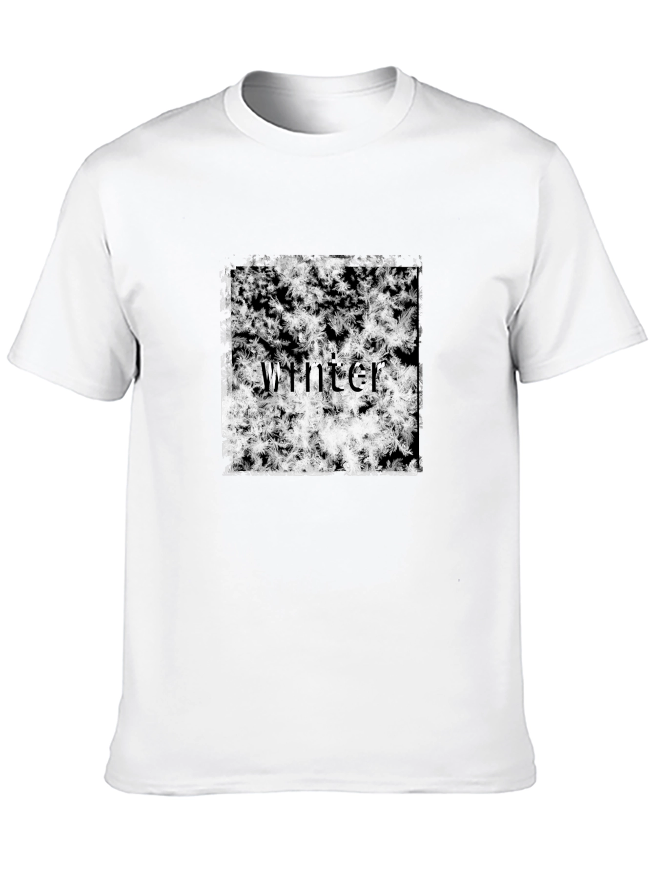 Winter Snowflake T-Shirt - Black Crew Neck