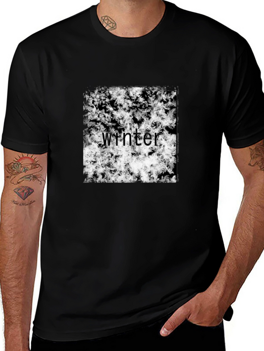 Winter Snowflake T-Shirt - Black Crew Neck