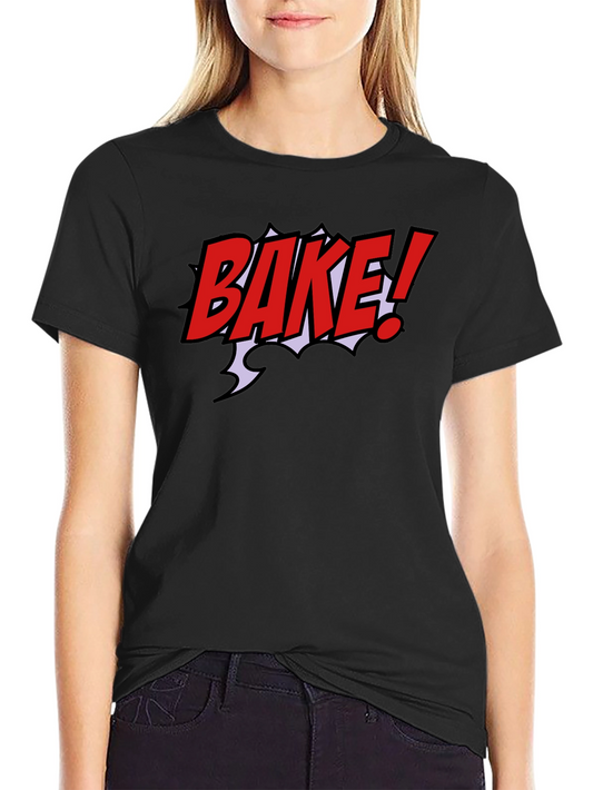 Bake! Graphic T-Shirt - Bold Red Comic Style Design