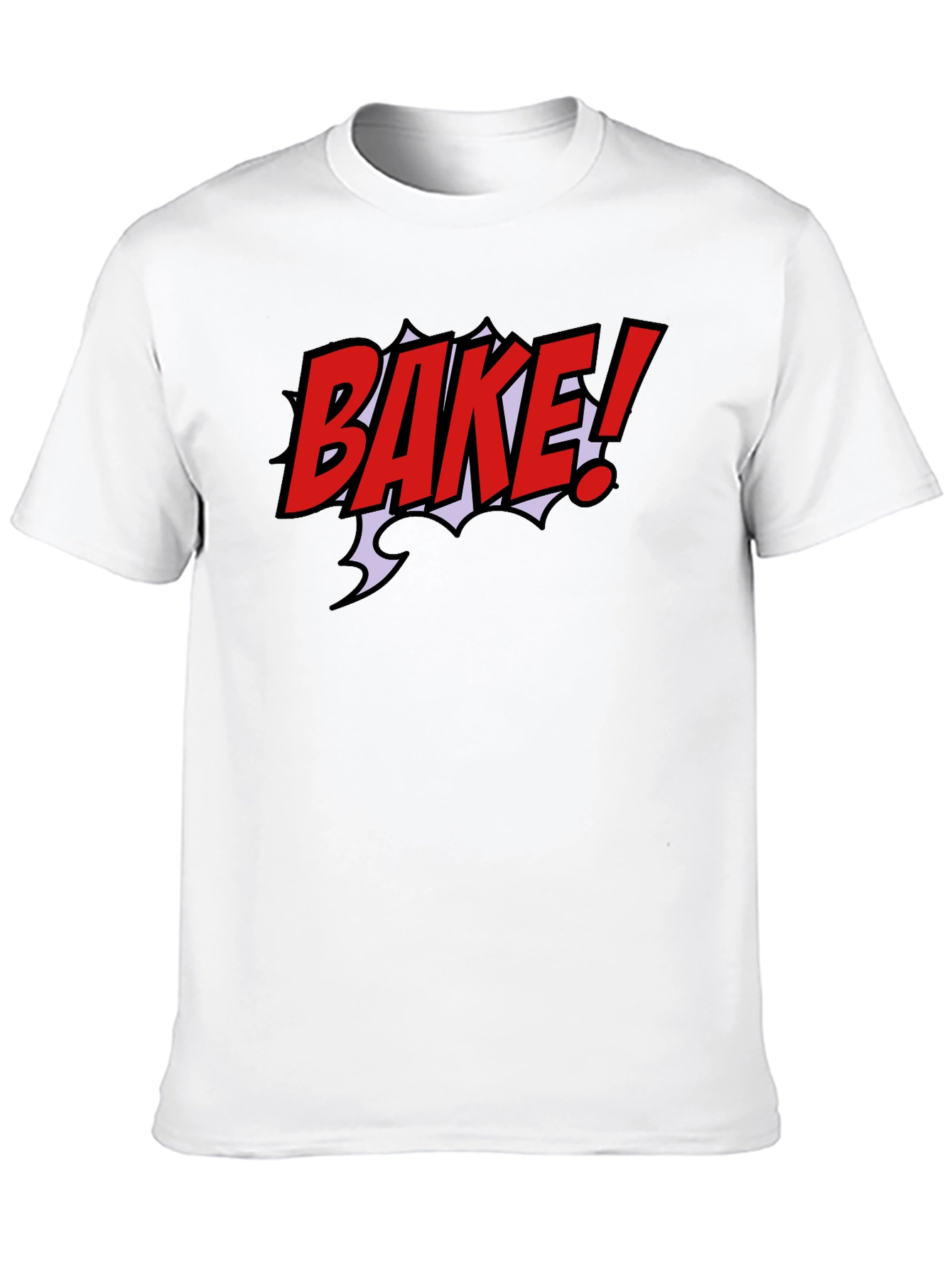 Bake! Graphic T-Shirt - Bold Red Comic Style Design