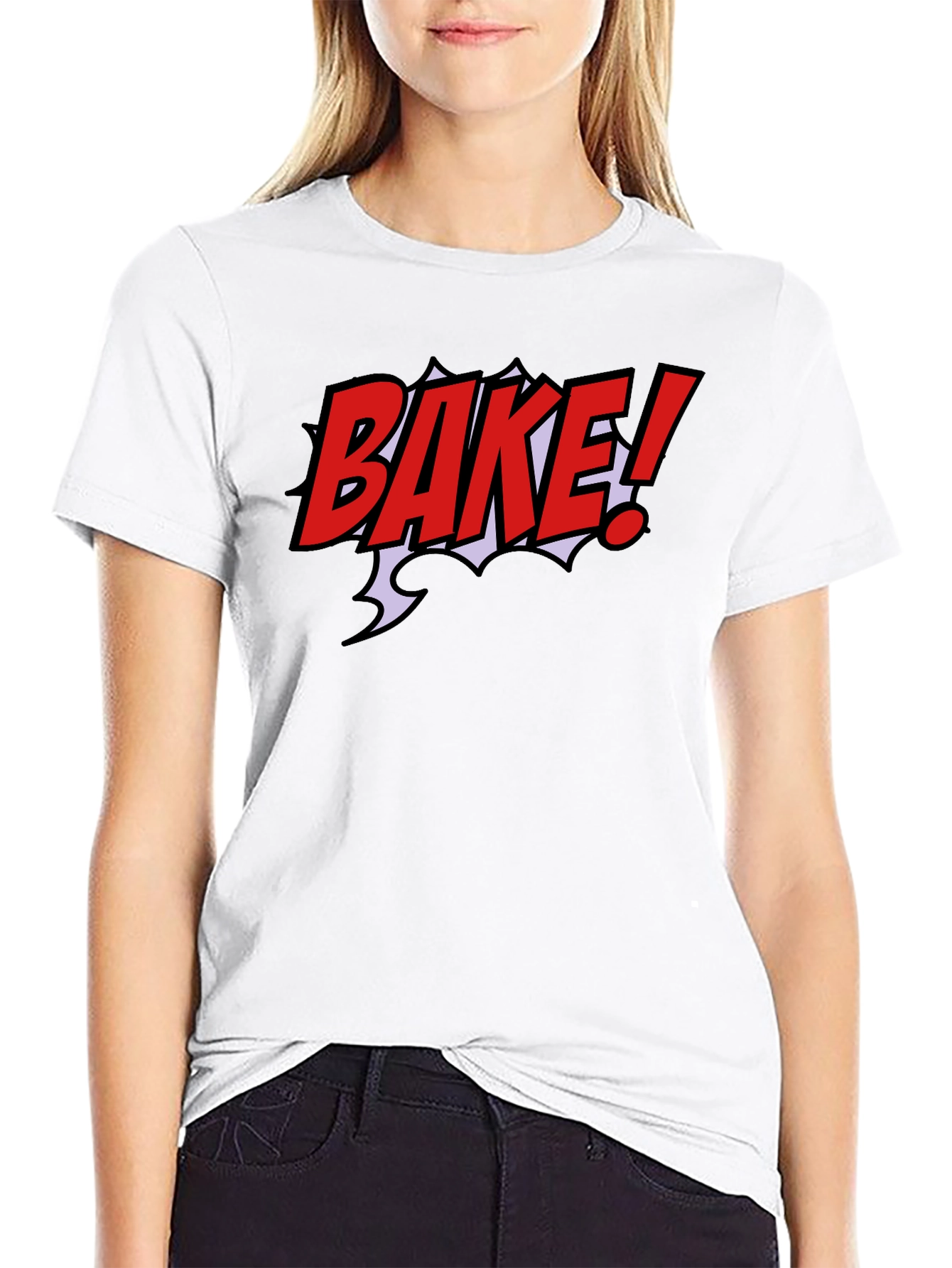 Bake! Graphic T-Shirt - Bold Red Comic Style Design