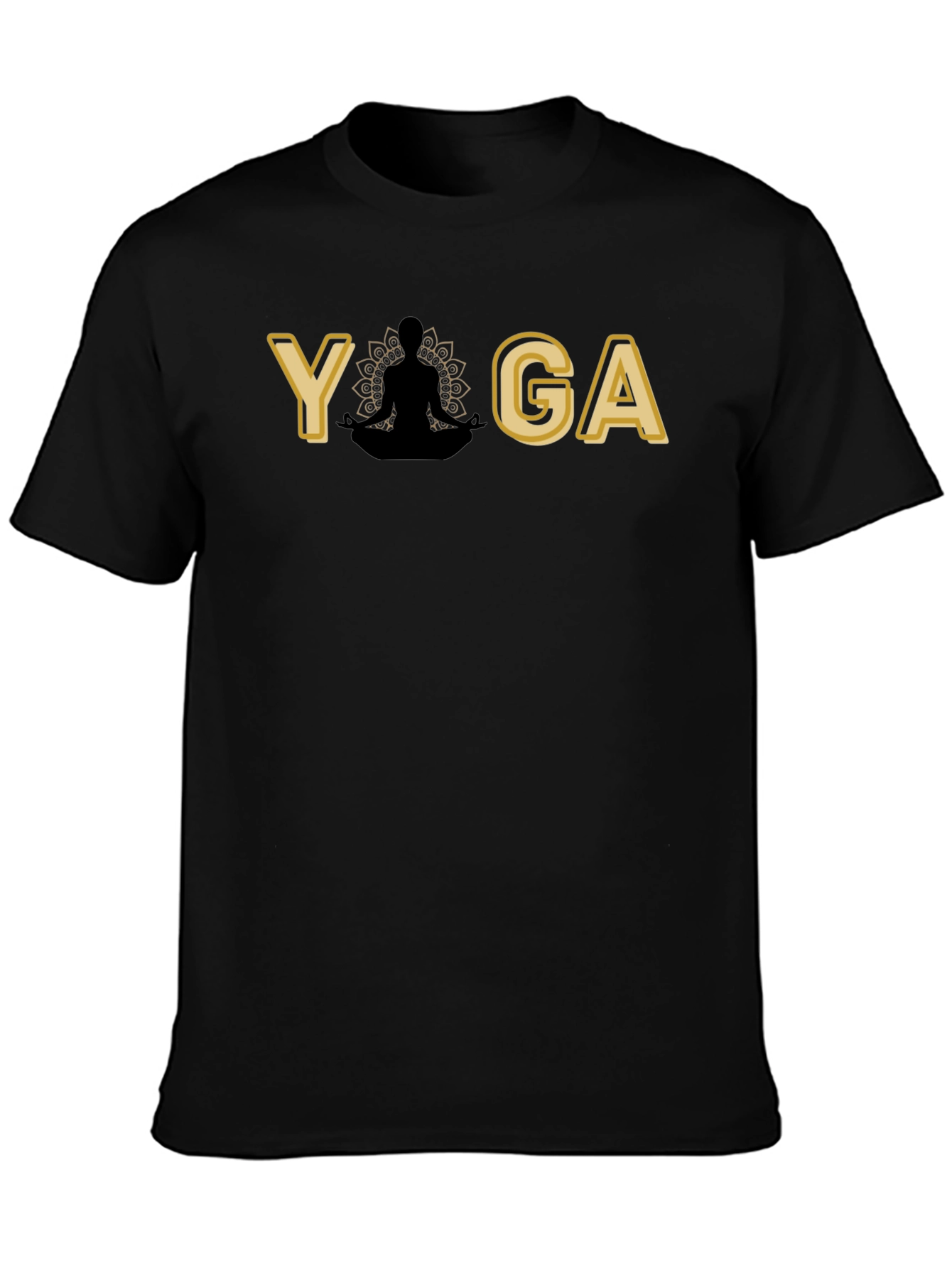 Yoga Pose Graphic Black T-Shirt for Men