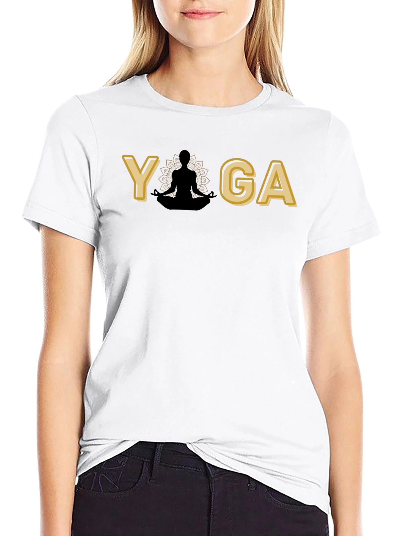 Yoga Pose Graphic Black T-Shirt for Men