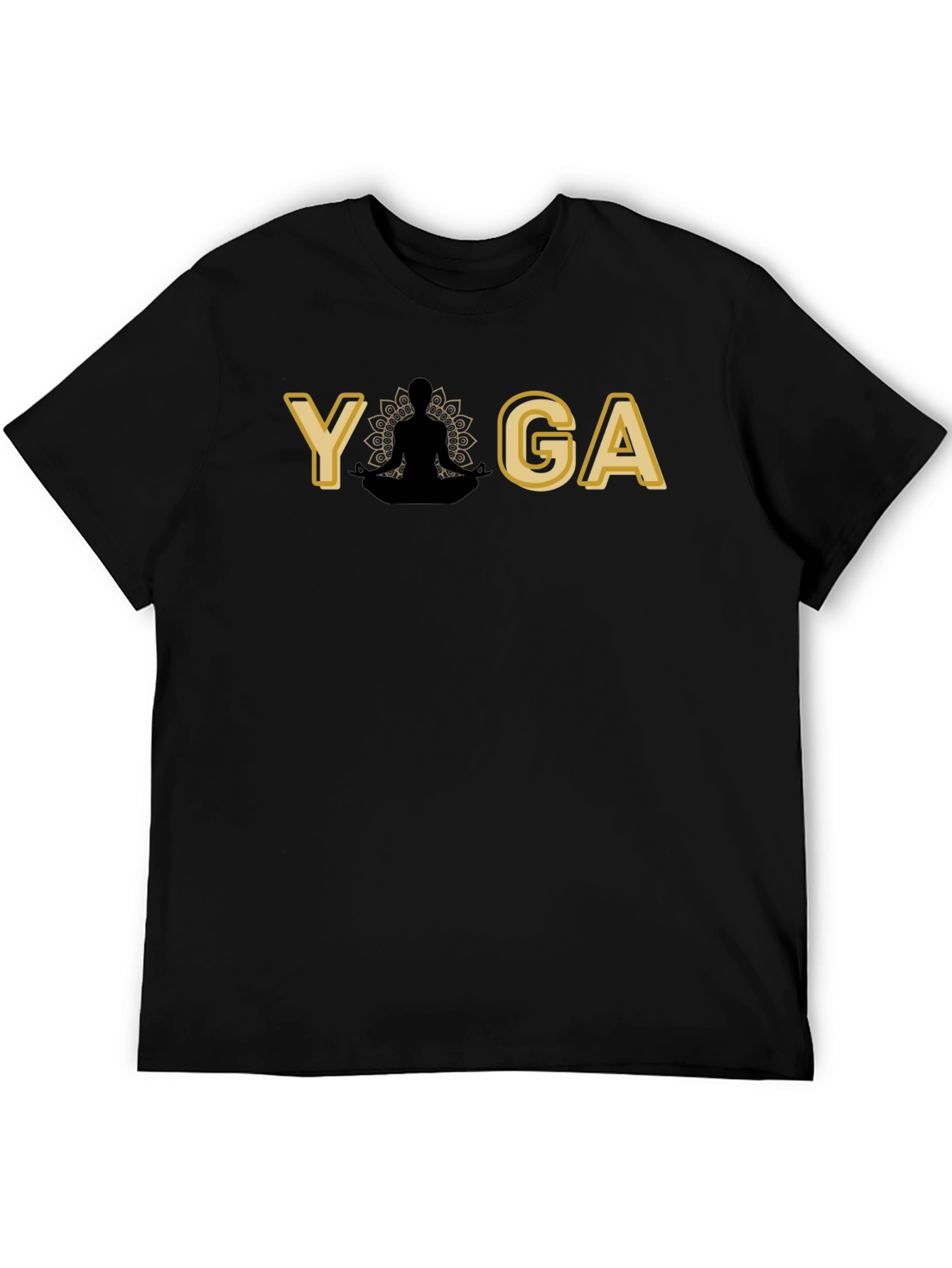 Yoga Pose Graphic Black T-Shirt for Men
