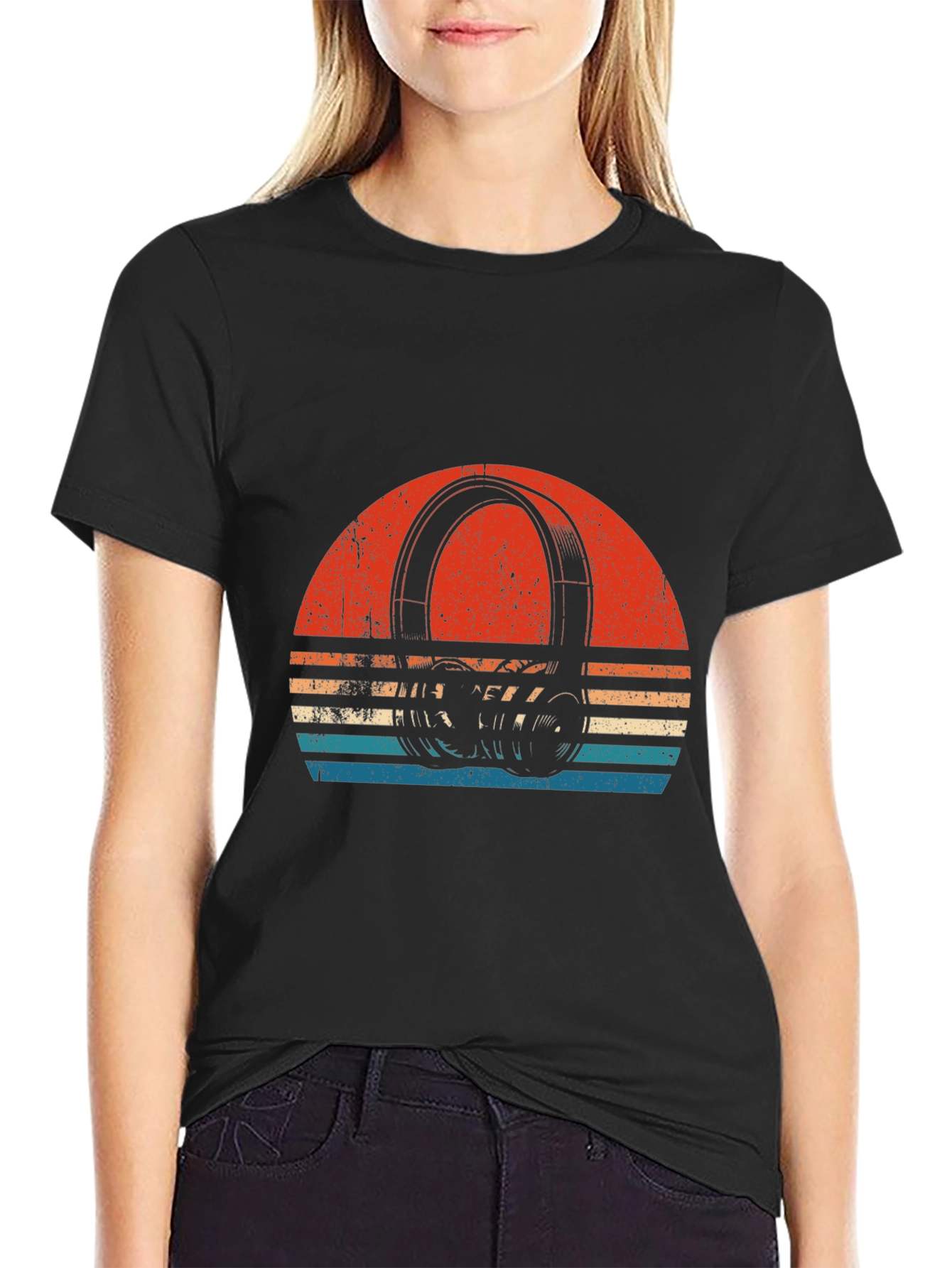 Retro Headphone Sunset Graphic T-Shirt