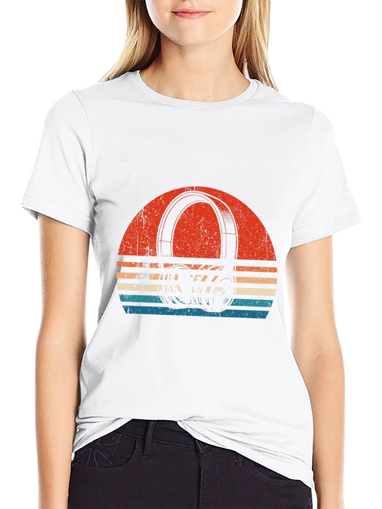 Retro Headphone Sunset Graphic T-Shirt