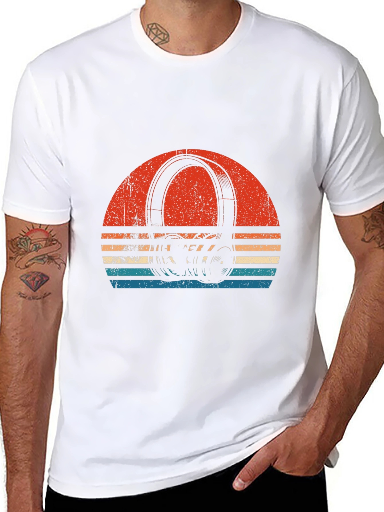 Retro Headphone Sunset Graphic T-Shirt