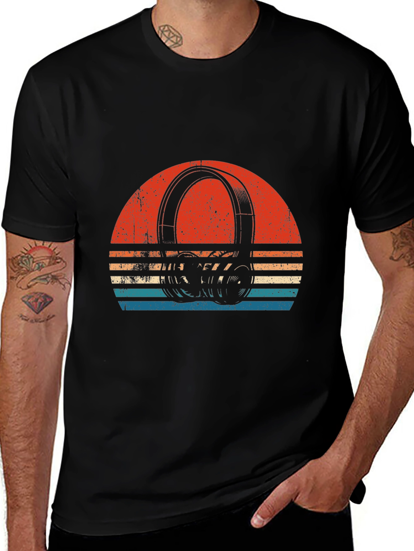 Retro Headphone Sunset Graphic T-Shirt
