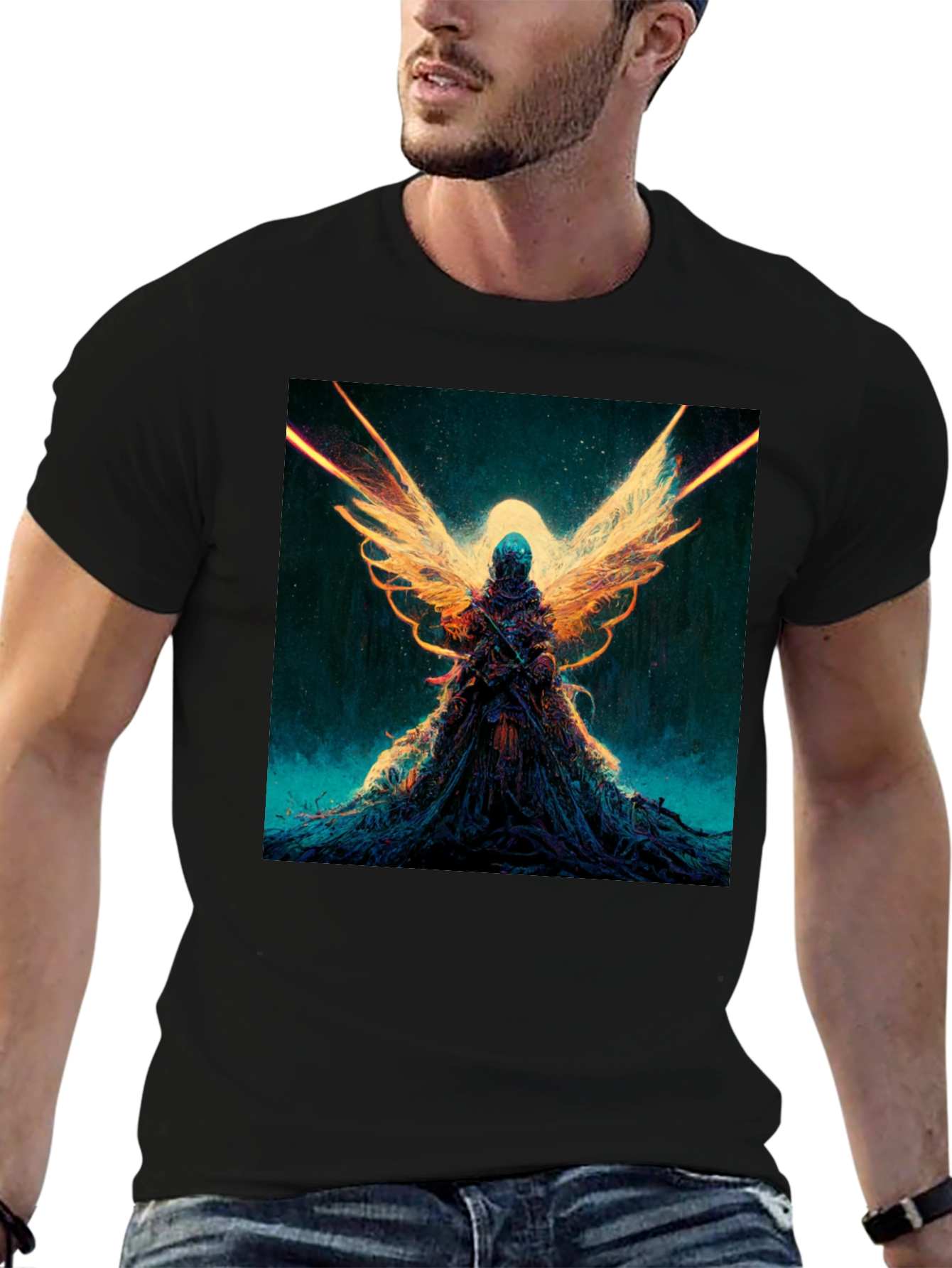 Winged Angel Graphic Black T-Shirt