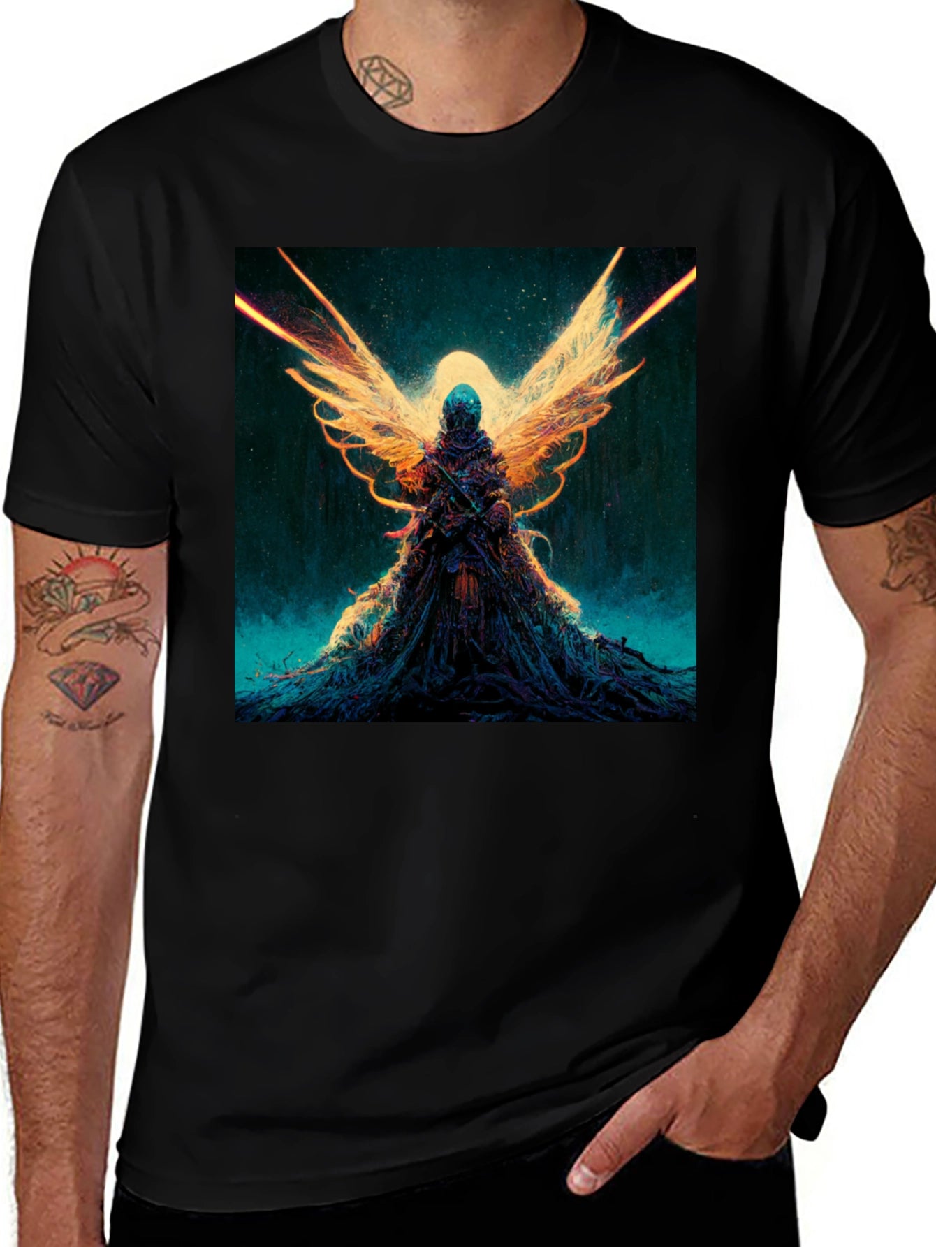 Winged Angel Graphic Black T-Shirt