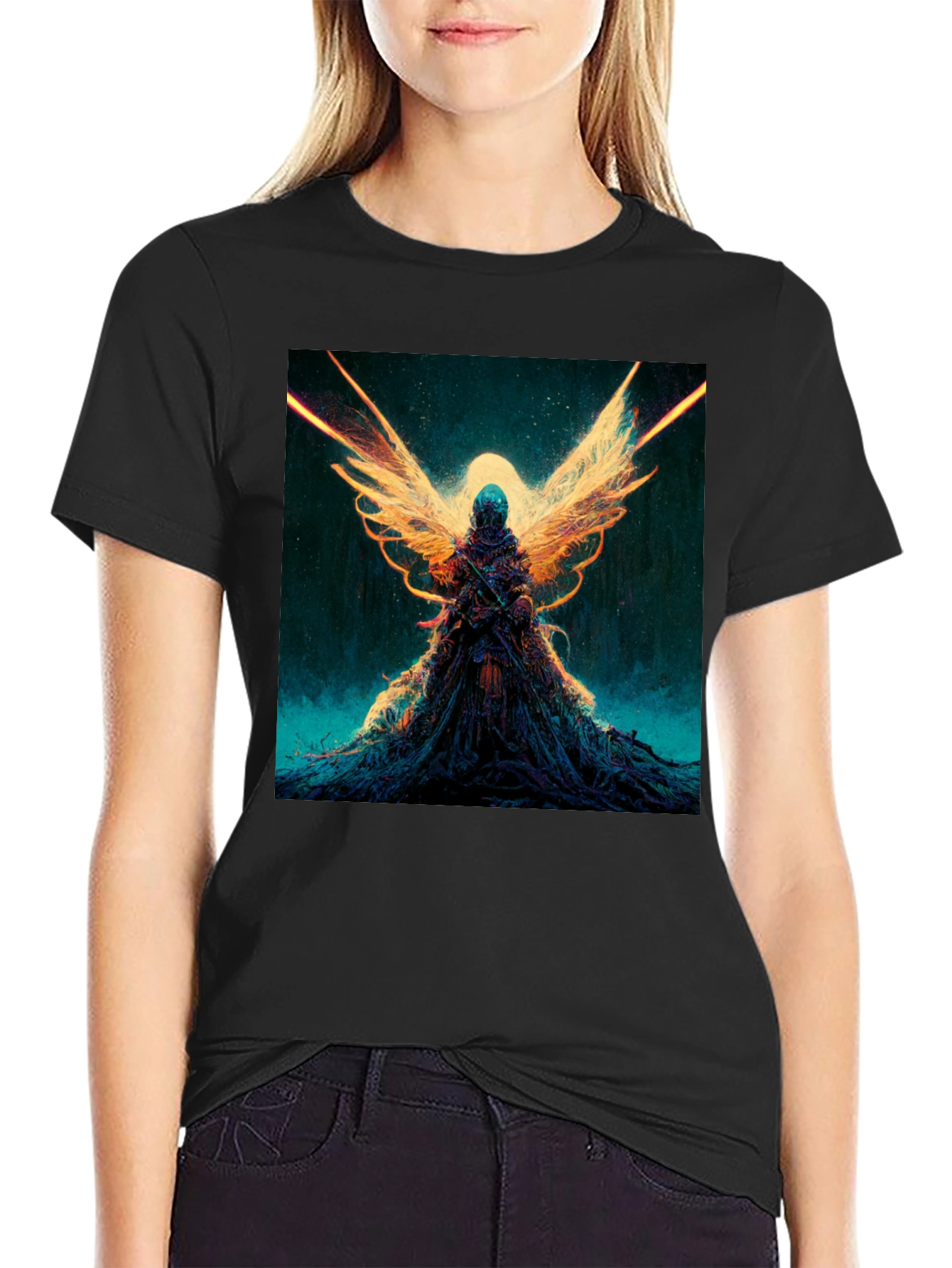 Winged Angel Graphic Black T-Shirt