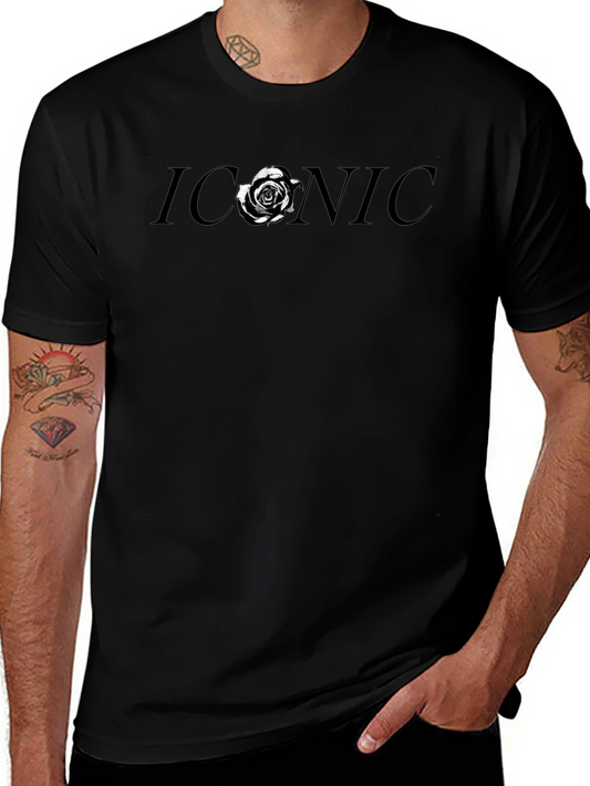 Iconic Rose Graphic Tee - Stylish Black Cotton T-Shirt