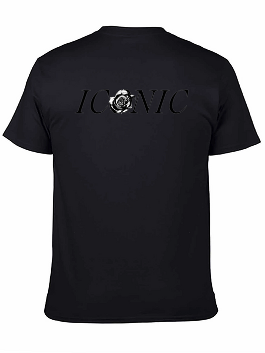 Iconic Rose Graphic Tee - Stylish Black Cotton T-Shirt