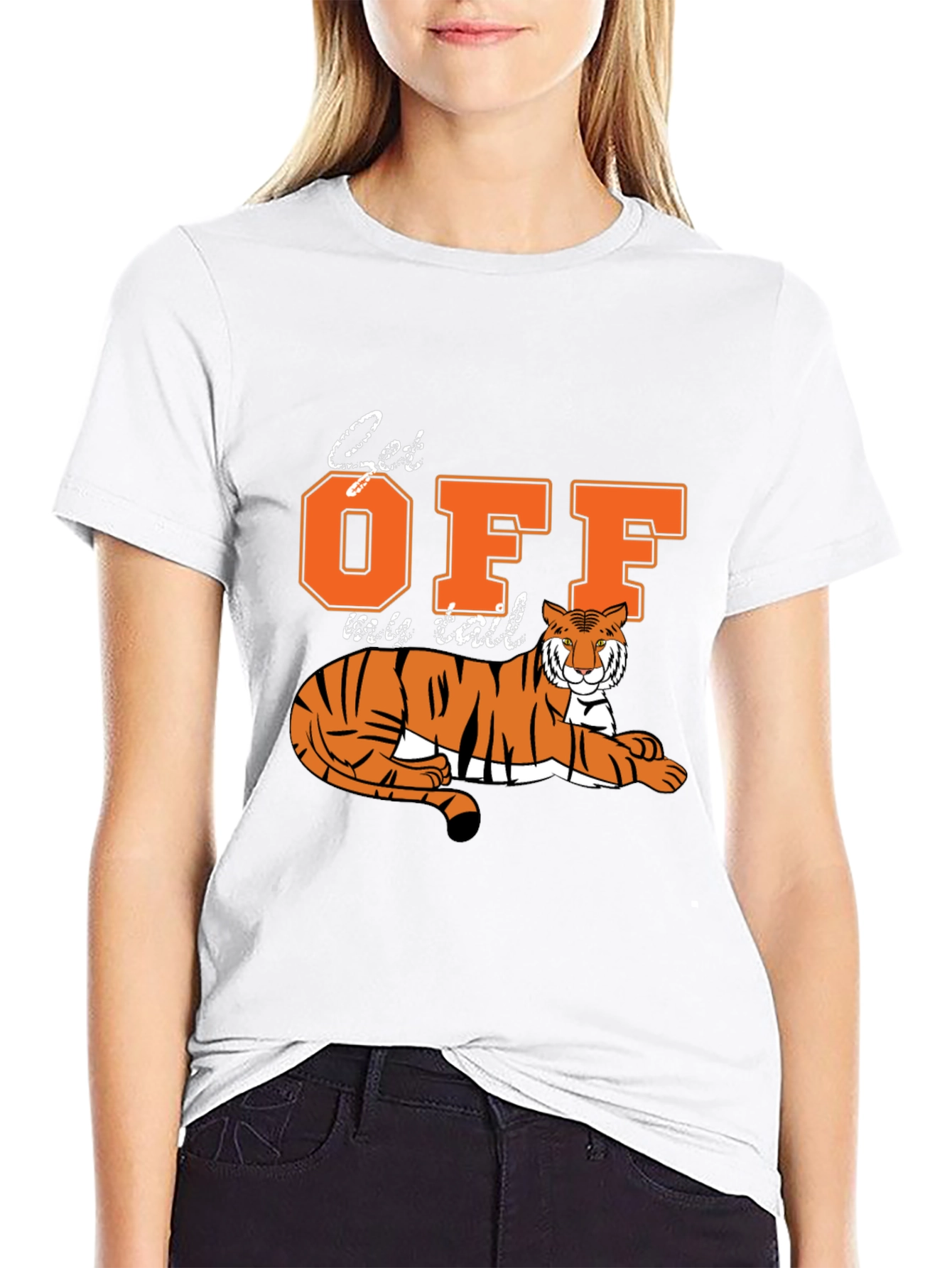Get Off My Tail Tiger Graphic Tee - Black