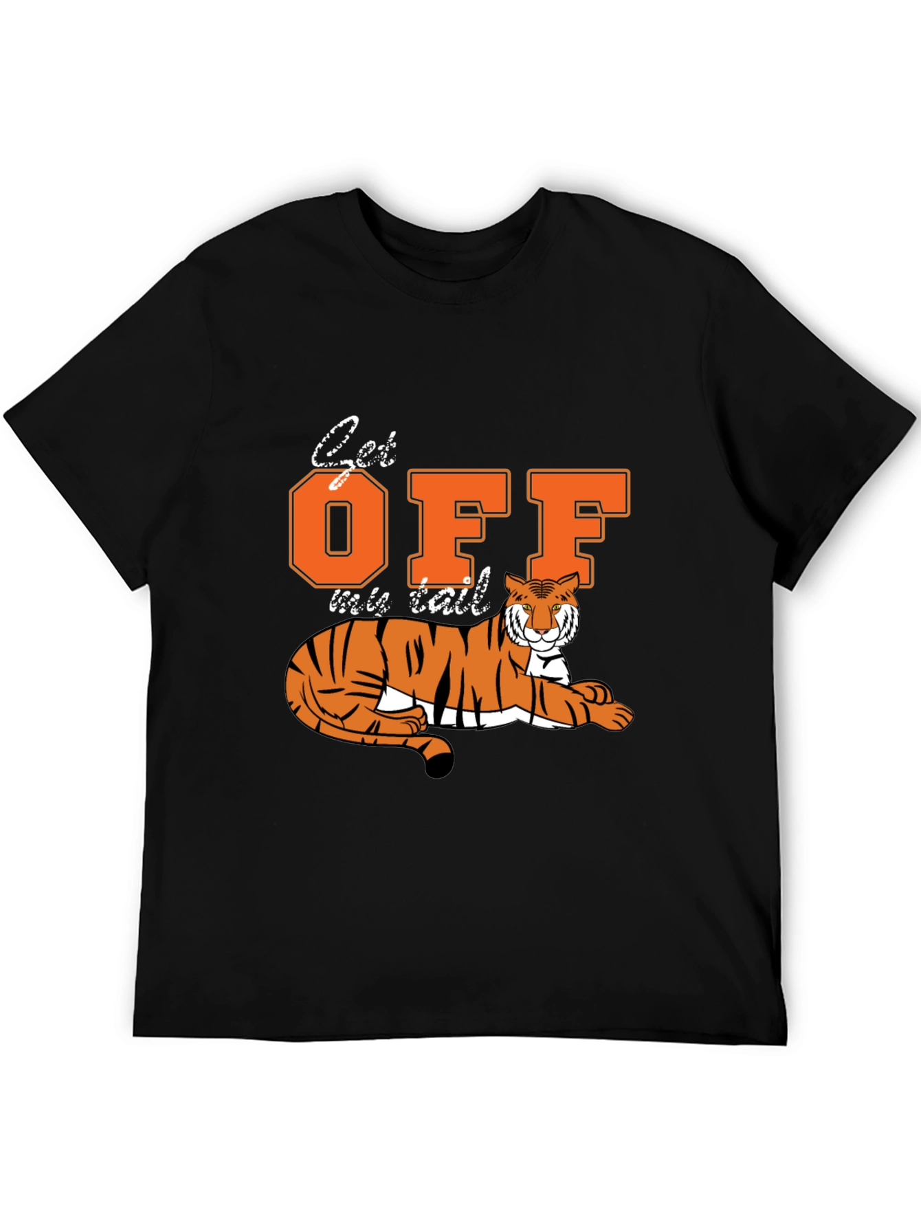 Get Off My Tail Tiger Graphic Tee - Black
