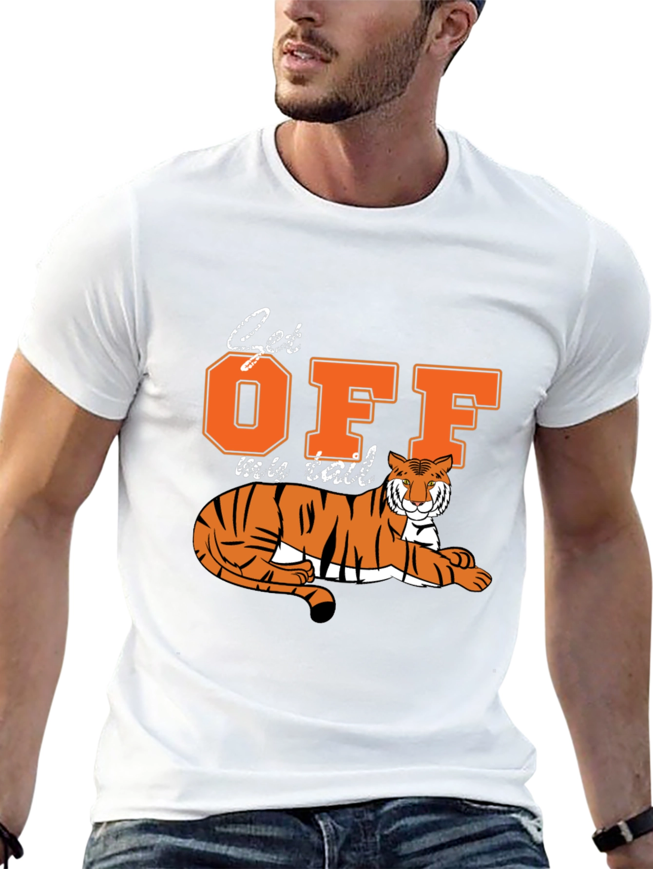 Get Off My Tail Tiger Graphic Tee - Black