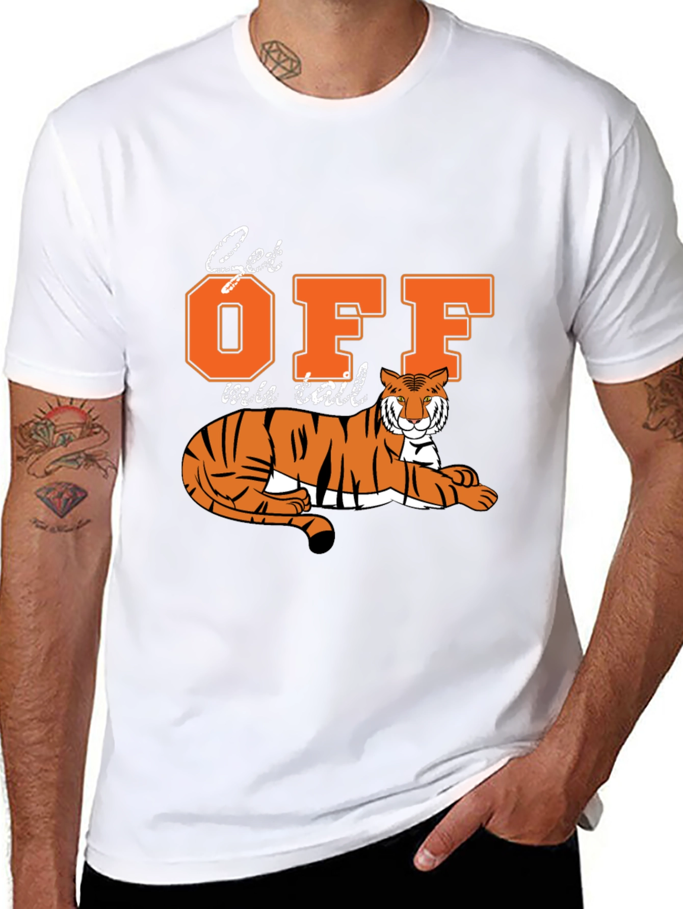 Get Off My Tail Tiger Graphic Tee - Black