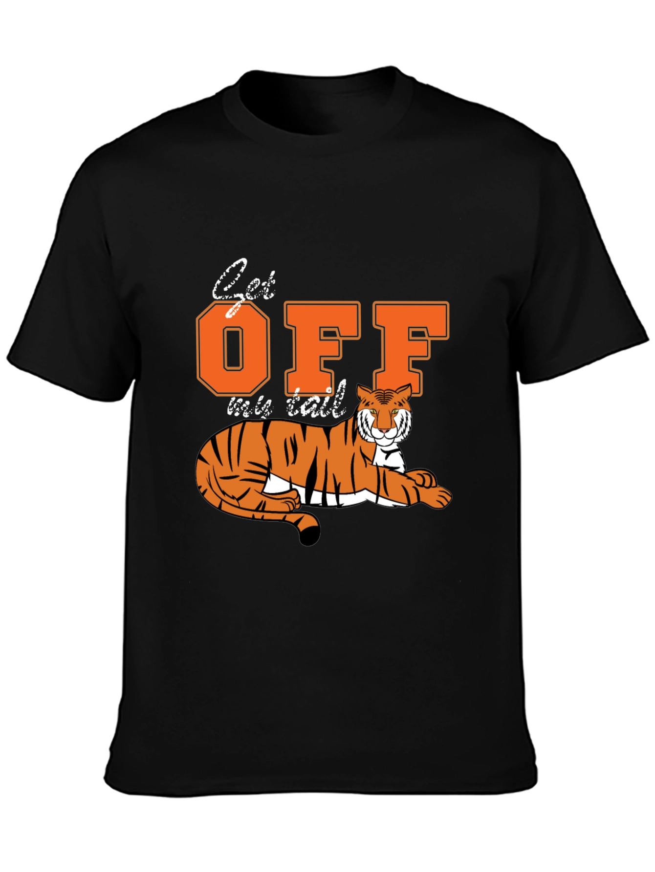 Get Off My Tail Tiger Graphic Tee - Black