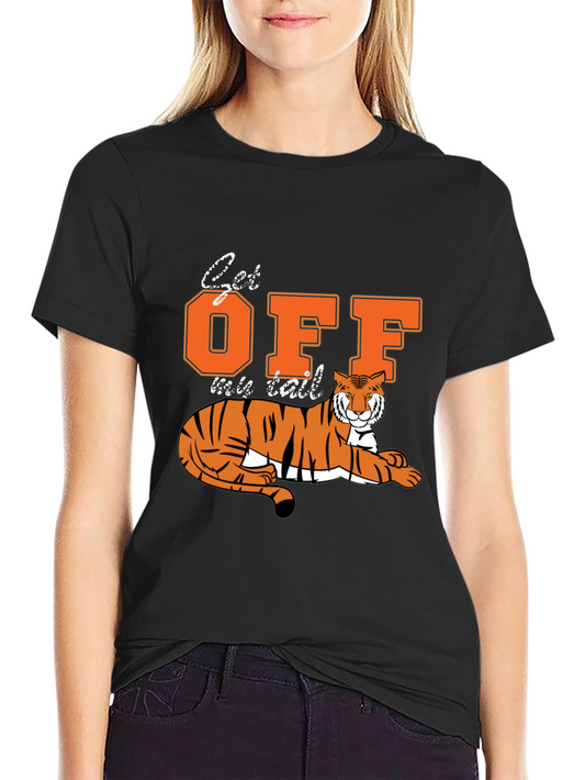 Get Off My Tail Tiger Graphic Tee - Black