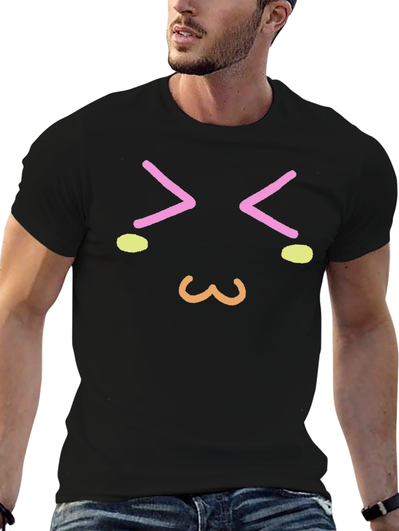 Kawaii Face Graphic Black T-Shirt