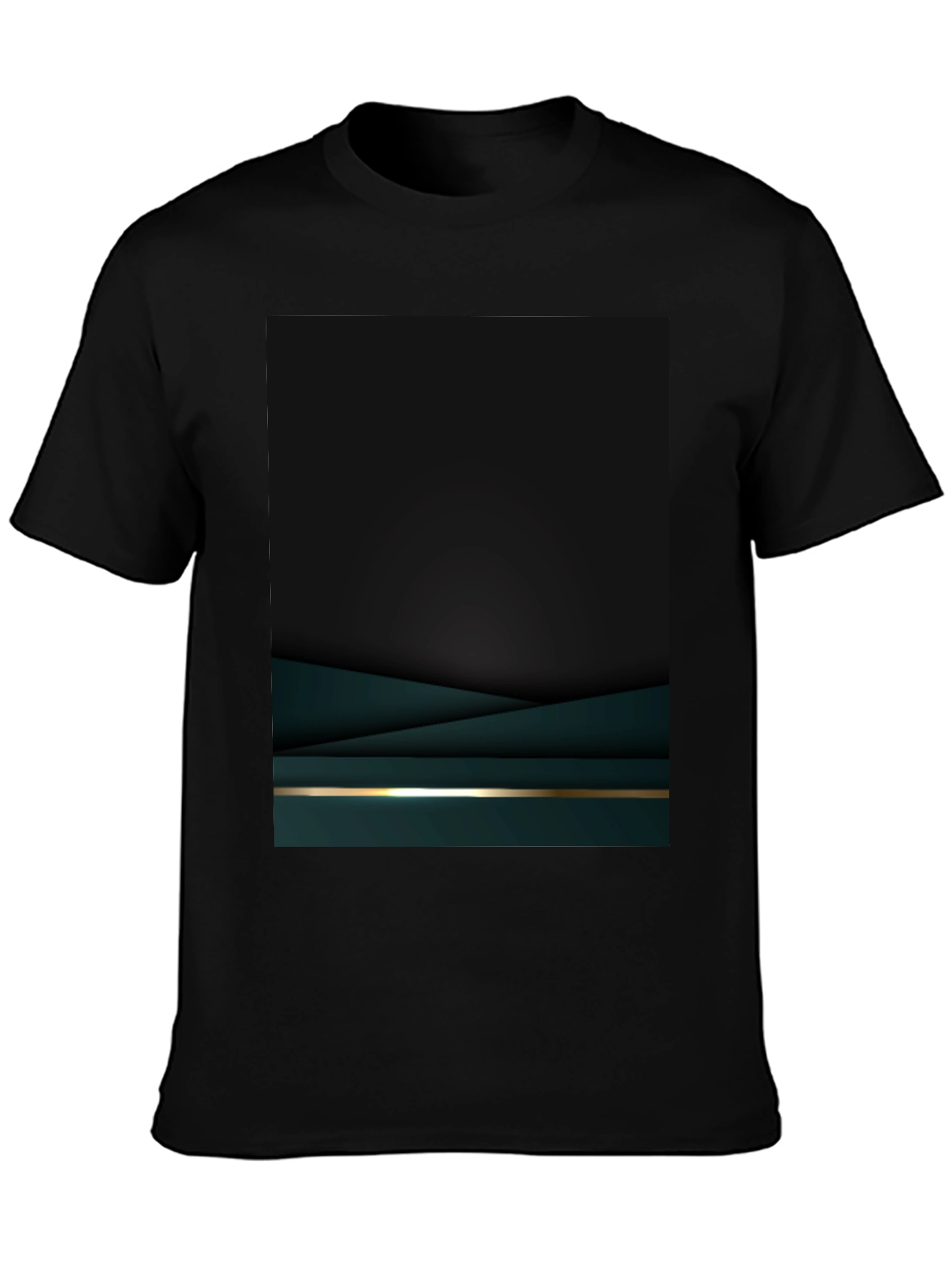 Elegant Dark Green Geometric T-Shirt
