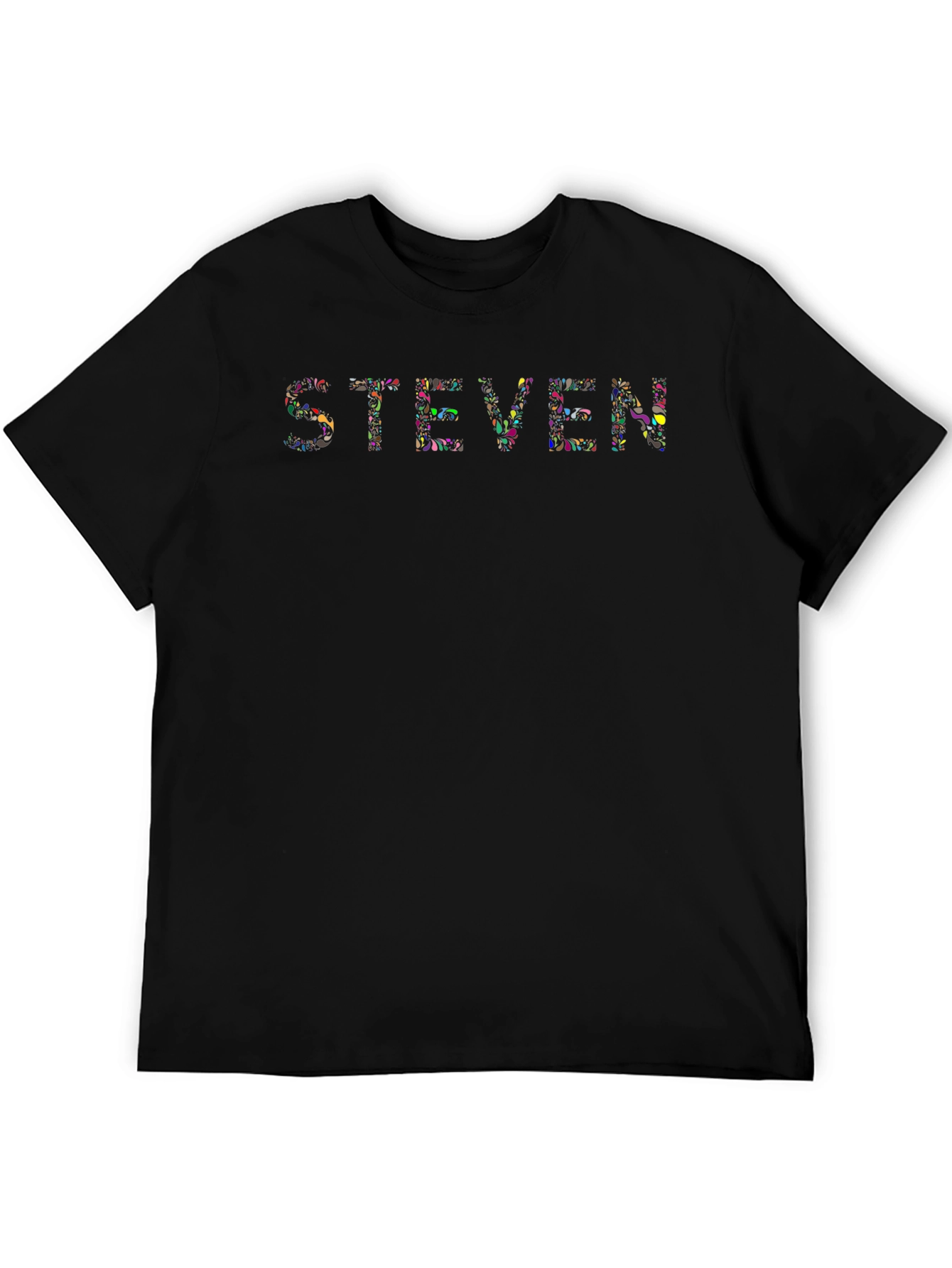 Steven Floral Print Black T-Shirt