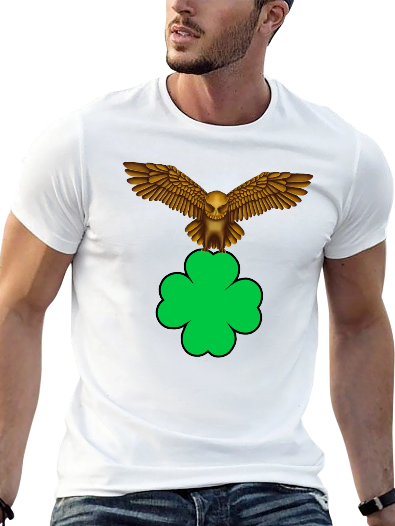 Skull Eagle Clover Graphic Tee
