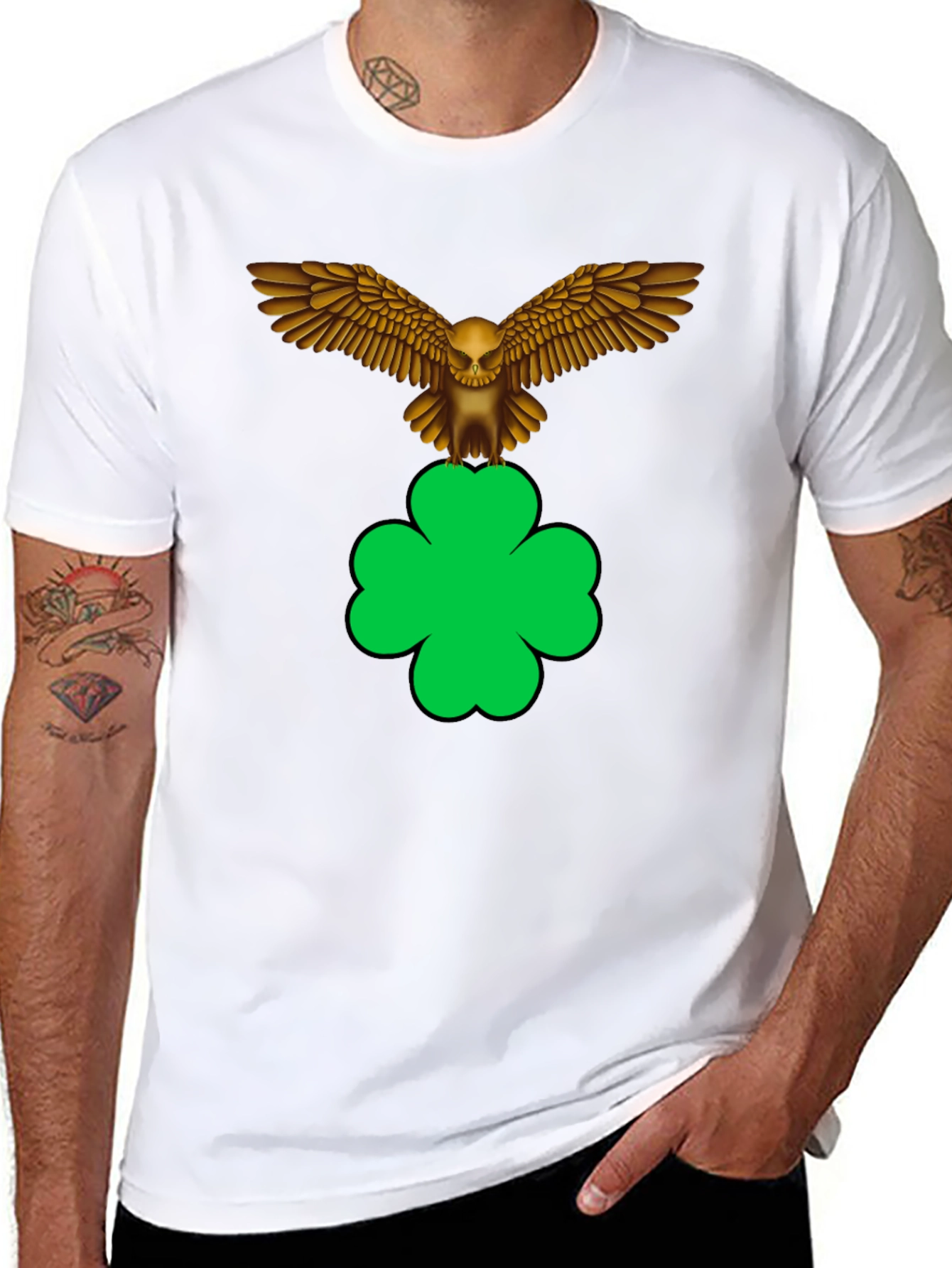 Skull Eagle Clover Graphic Tee