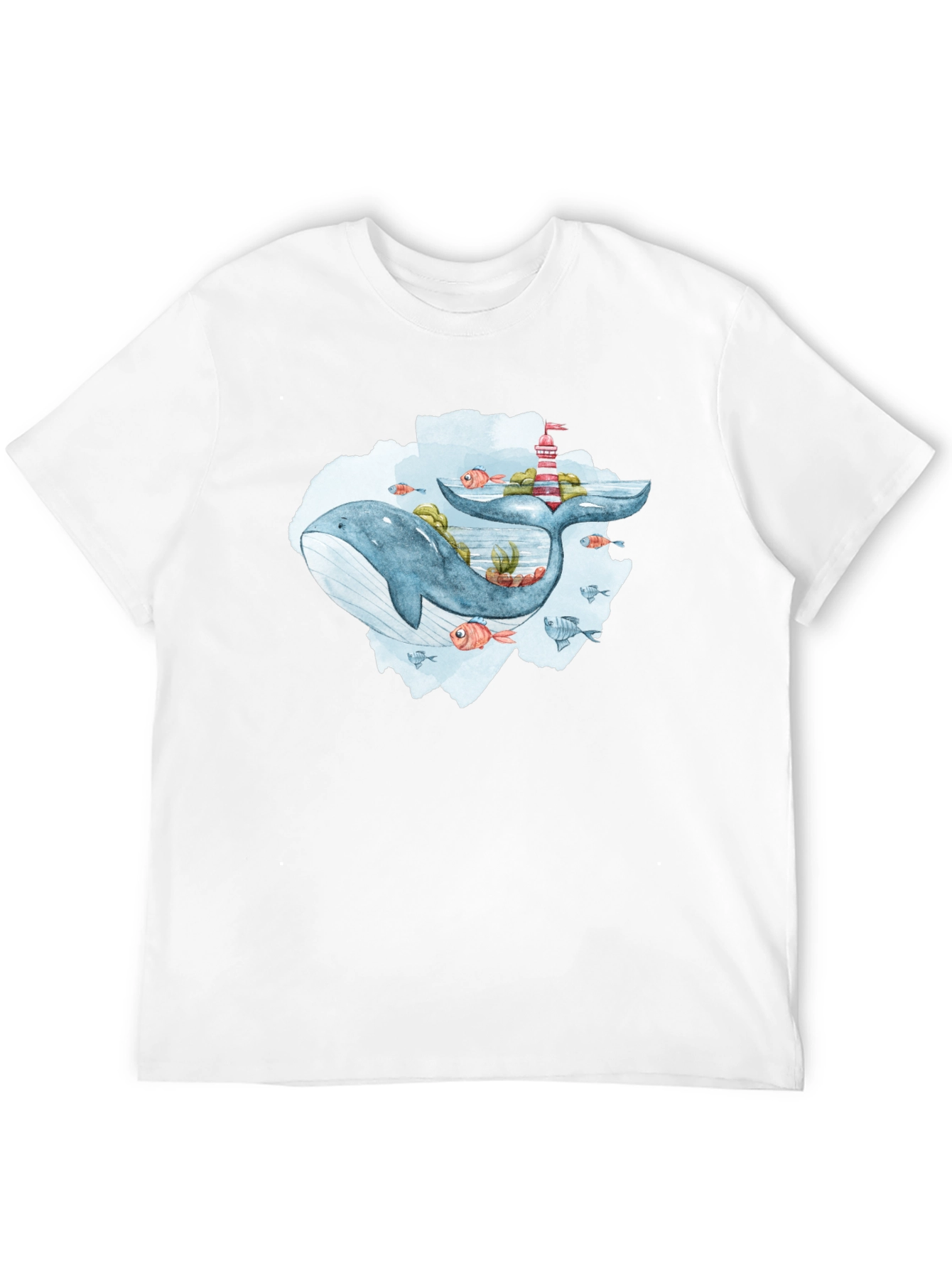 Whale & Lighthouse Graphic Tee - Mens Black T-Shirt