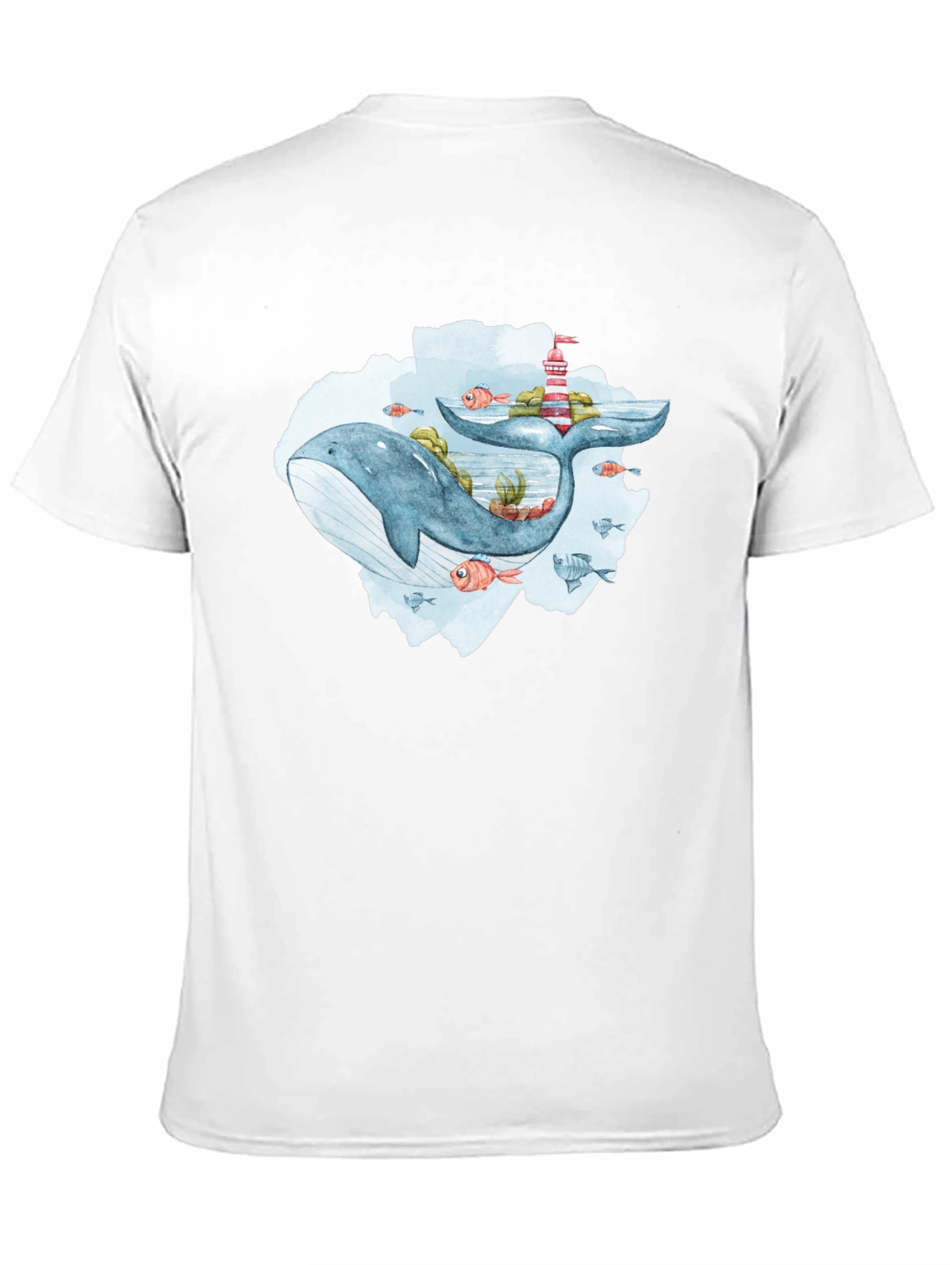 Whale & Lighthouse Graphic Tee - Mens Black T-Shirt