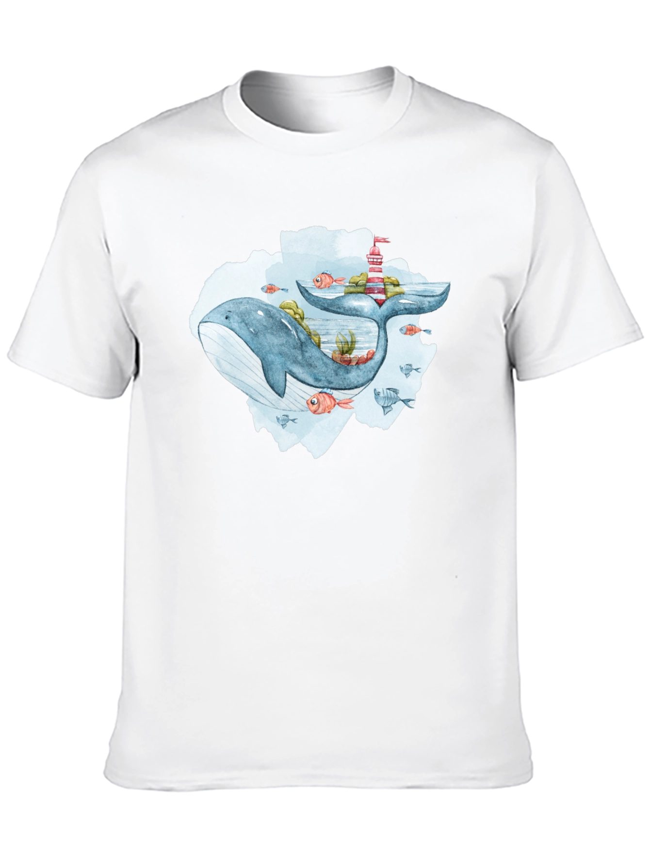 Whale & Lighthouse Graphic Tee - Mens Black T-Shirt