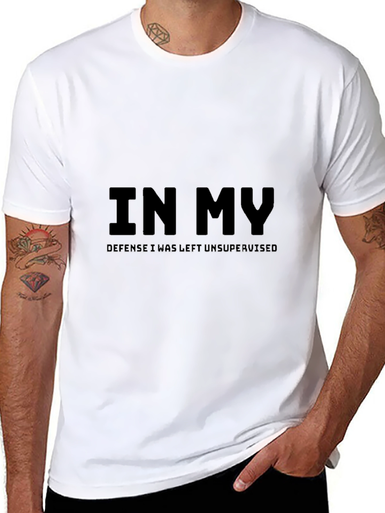 Humorous In My Defense Graphic T-Shirt