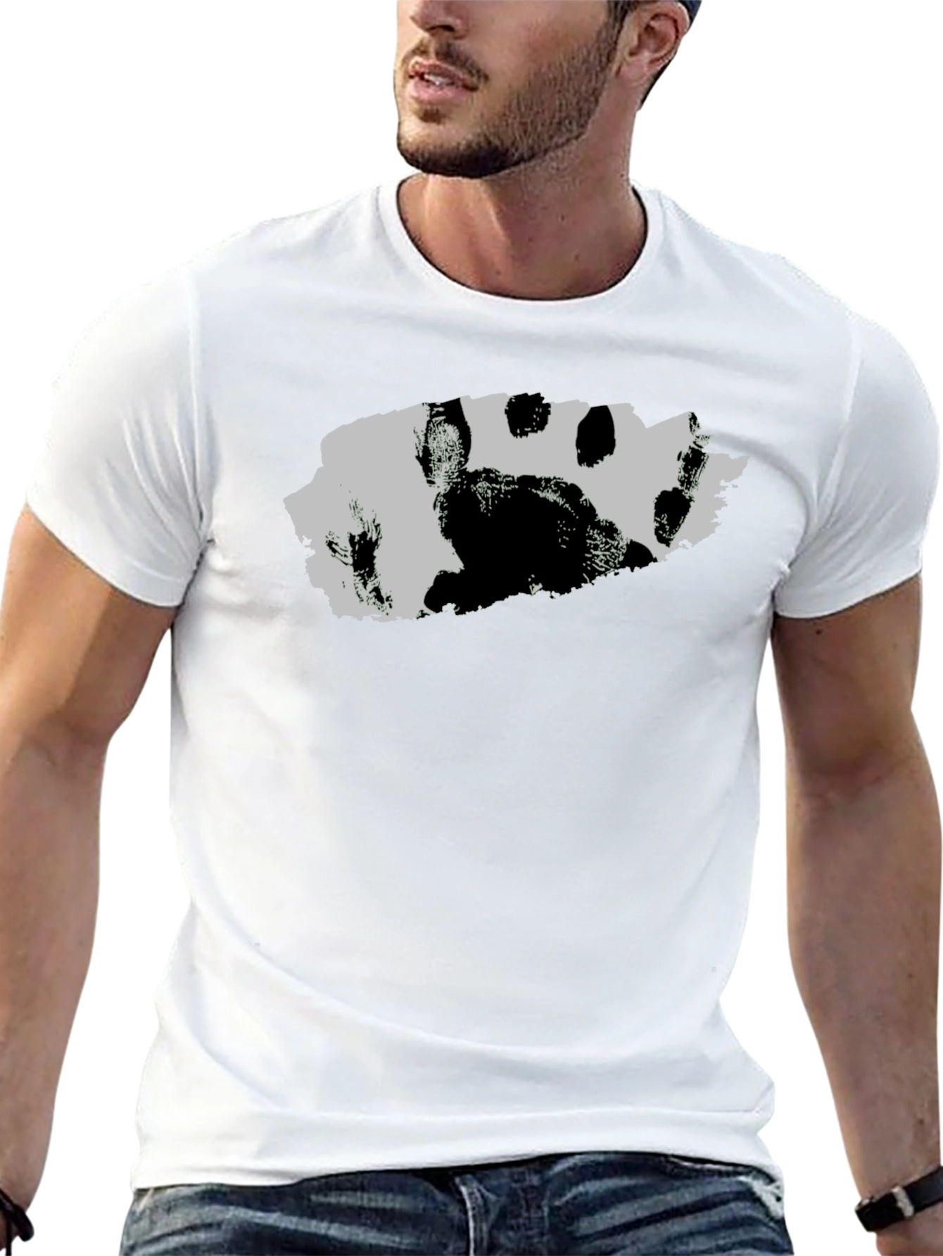 Bear Paw Print T-Shirt - Black Graphic Tee