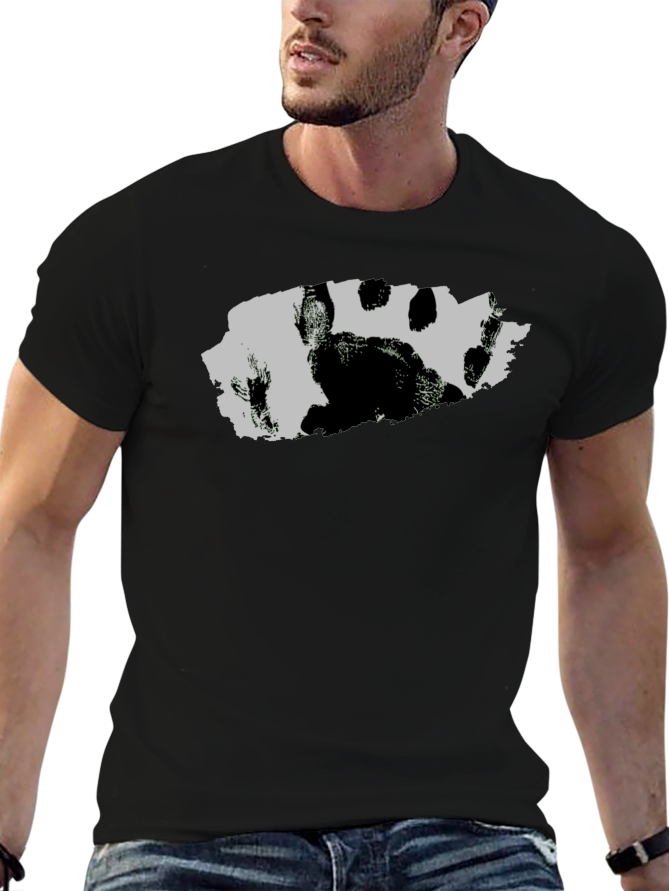 Bear Paw Print T-Shirt - Black Graphic Tee