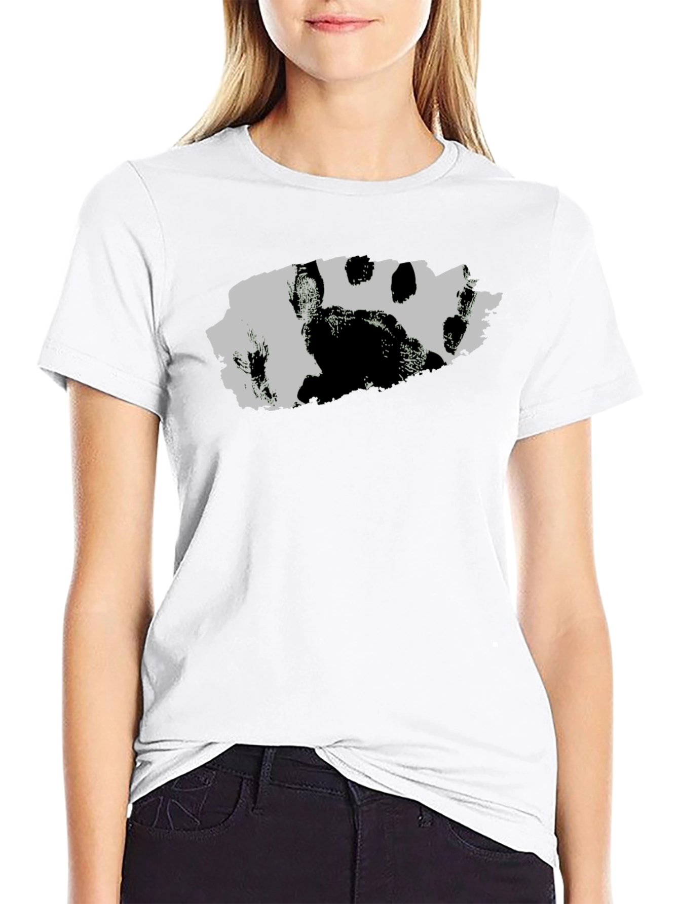 Bear Paw Print T-Shirt - Black Graphic Tee