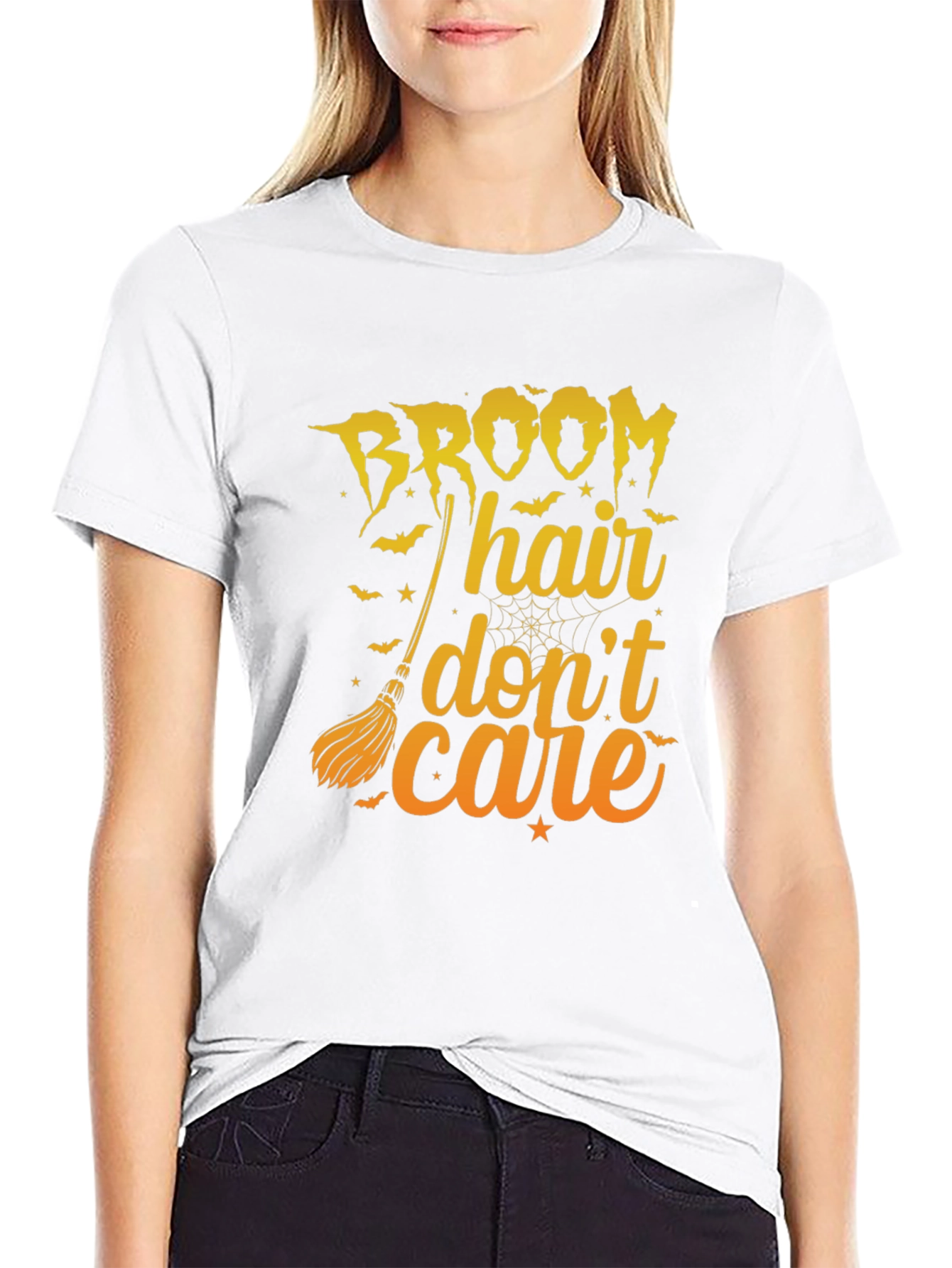Broom Hair Dont Care Graphic Tee - Halloween T-Shirt