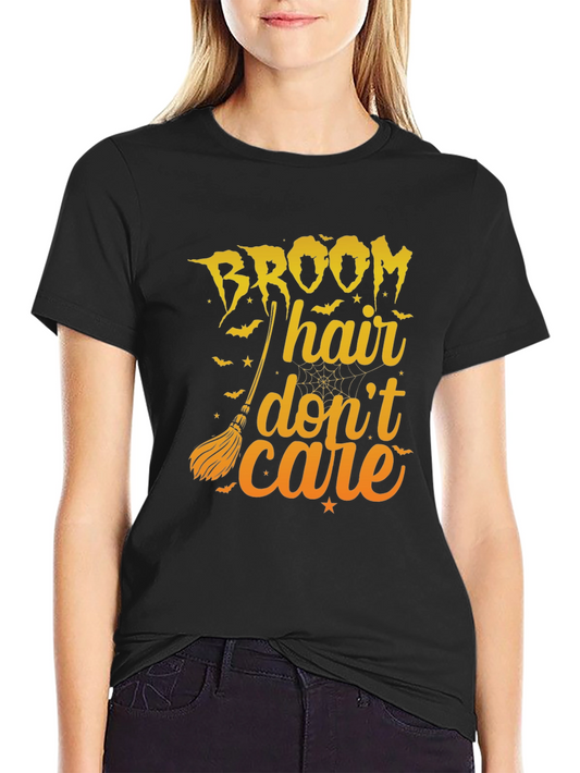 Broom Hair Dont Care Graphic Tee - Halloween T-Shirt