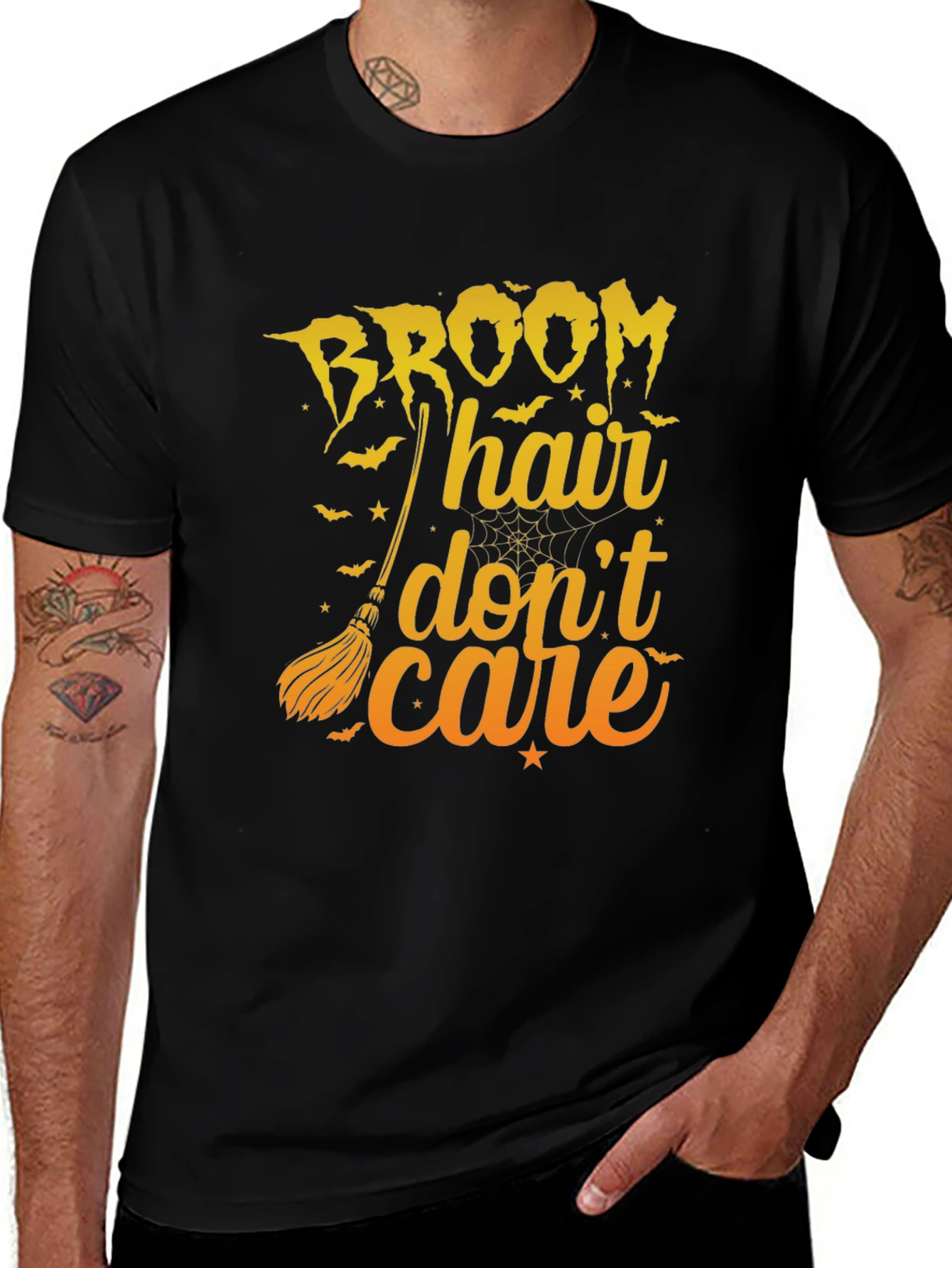Broom Hair Dont Care Graphic Tee - Halloween T-Shirt