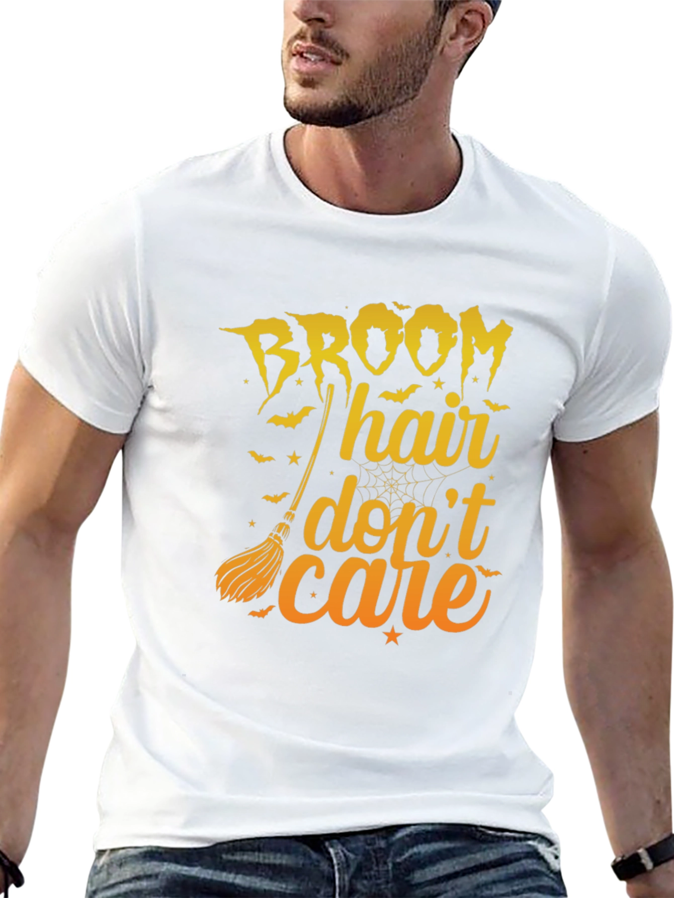 Broom Hair Dont Care Graphic Tee - Halloween T-Shirt